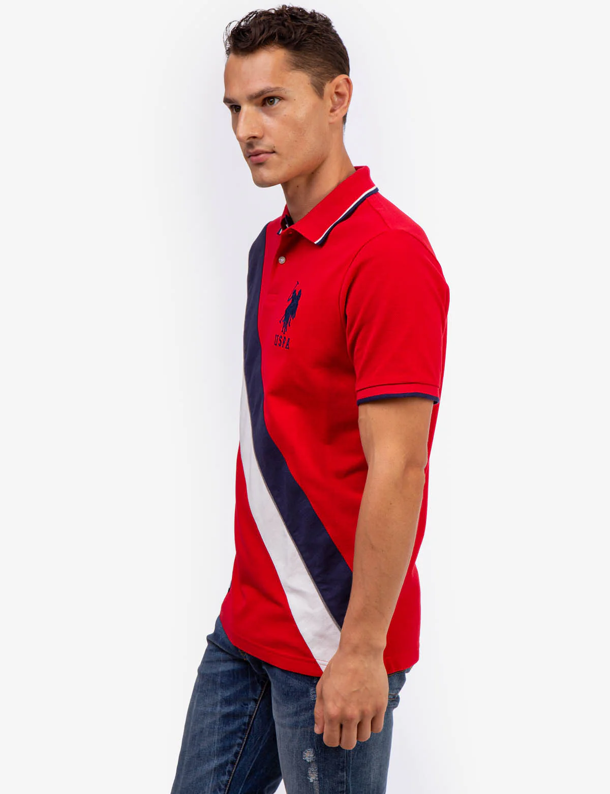 DIAGONAL COLORBLOCK PIQUE POLO SHIRT - Image 14