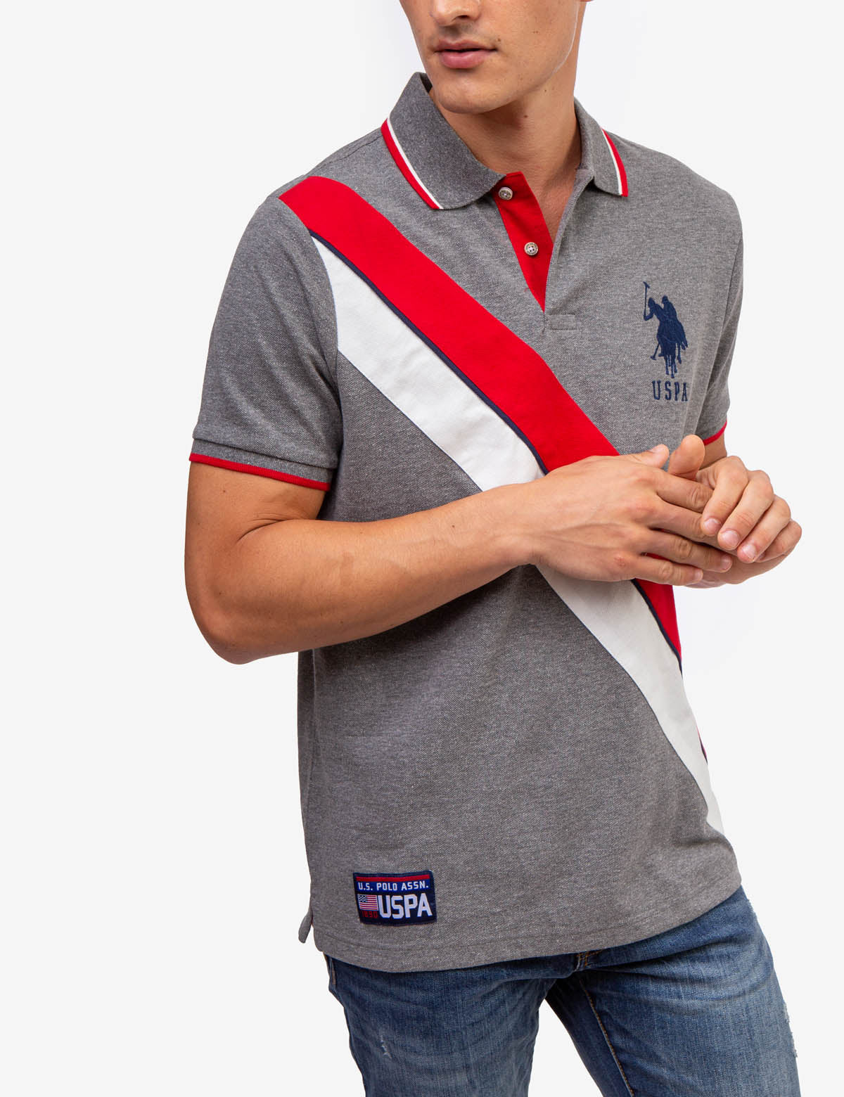 DIAGONAL COLORBLOCK PIQUE POLO SHIRT - Image 4