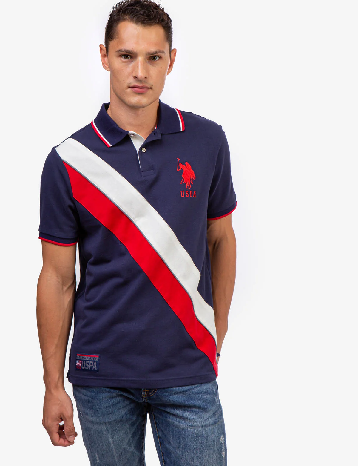 DIAGONAL COLORBLOCK PIQUE POLO SHIRT - Image 6