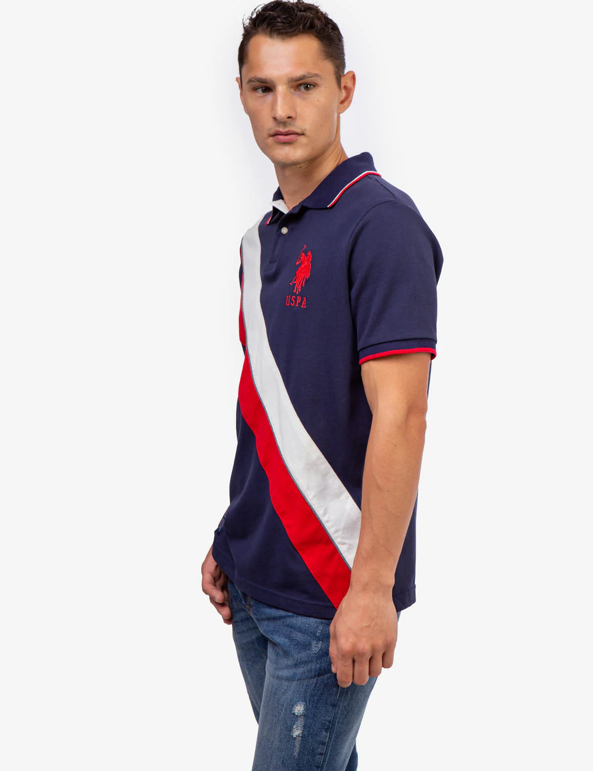DIAGONAL COLORBLOCK PIQUE POLO SHIRT - Image 8