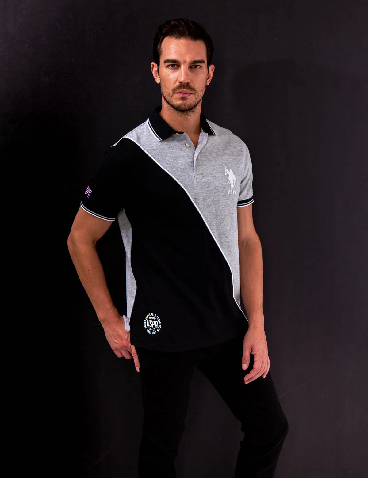 DIAGONAL COLORBLOCK PIQUE POLO SHIRT - Image 5