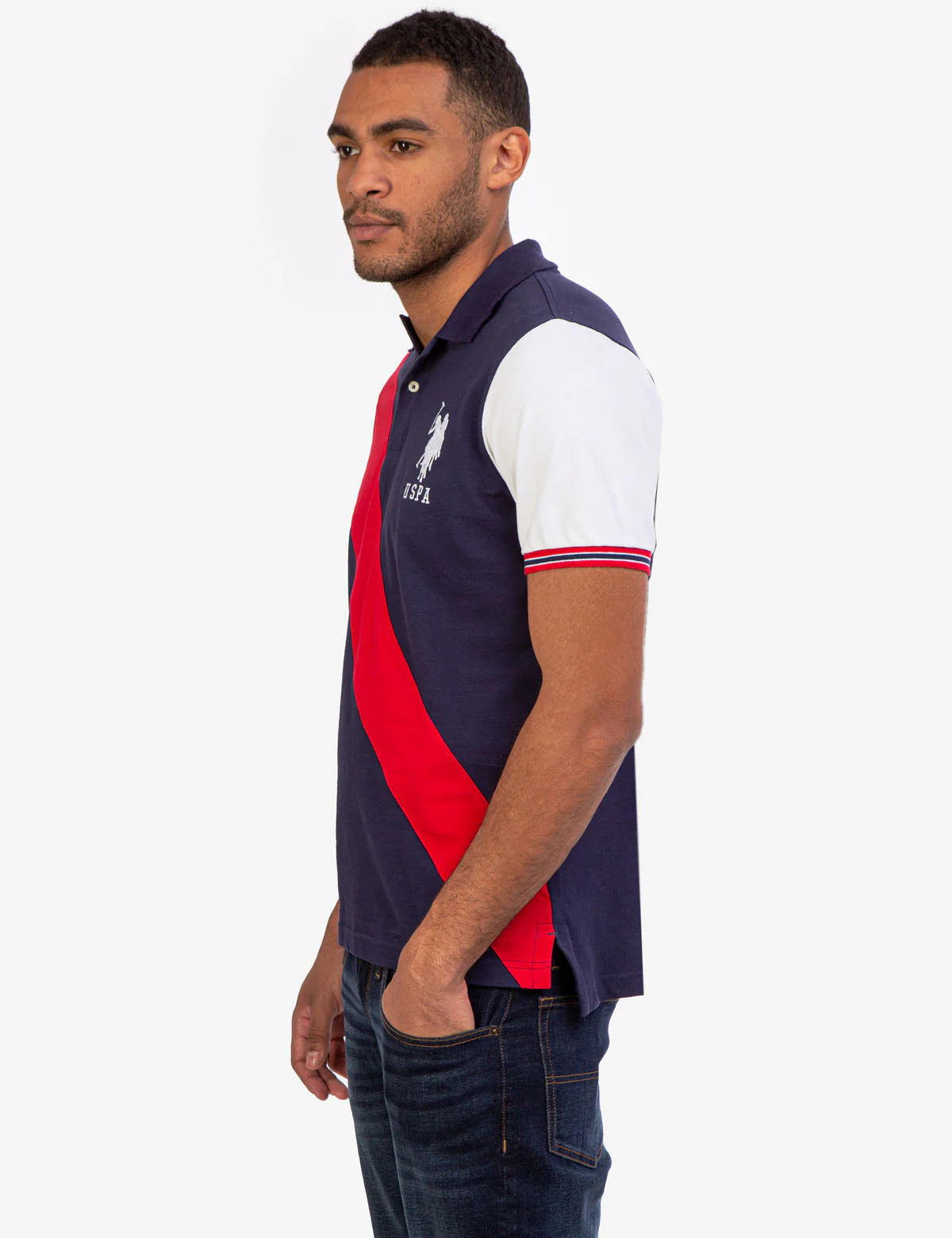 DIAGONAL COLORBLOCK POLO SHIRT - Image 3