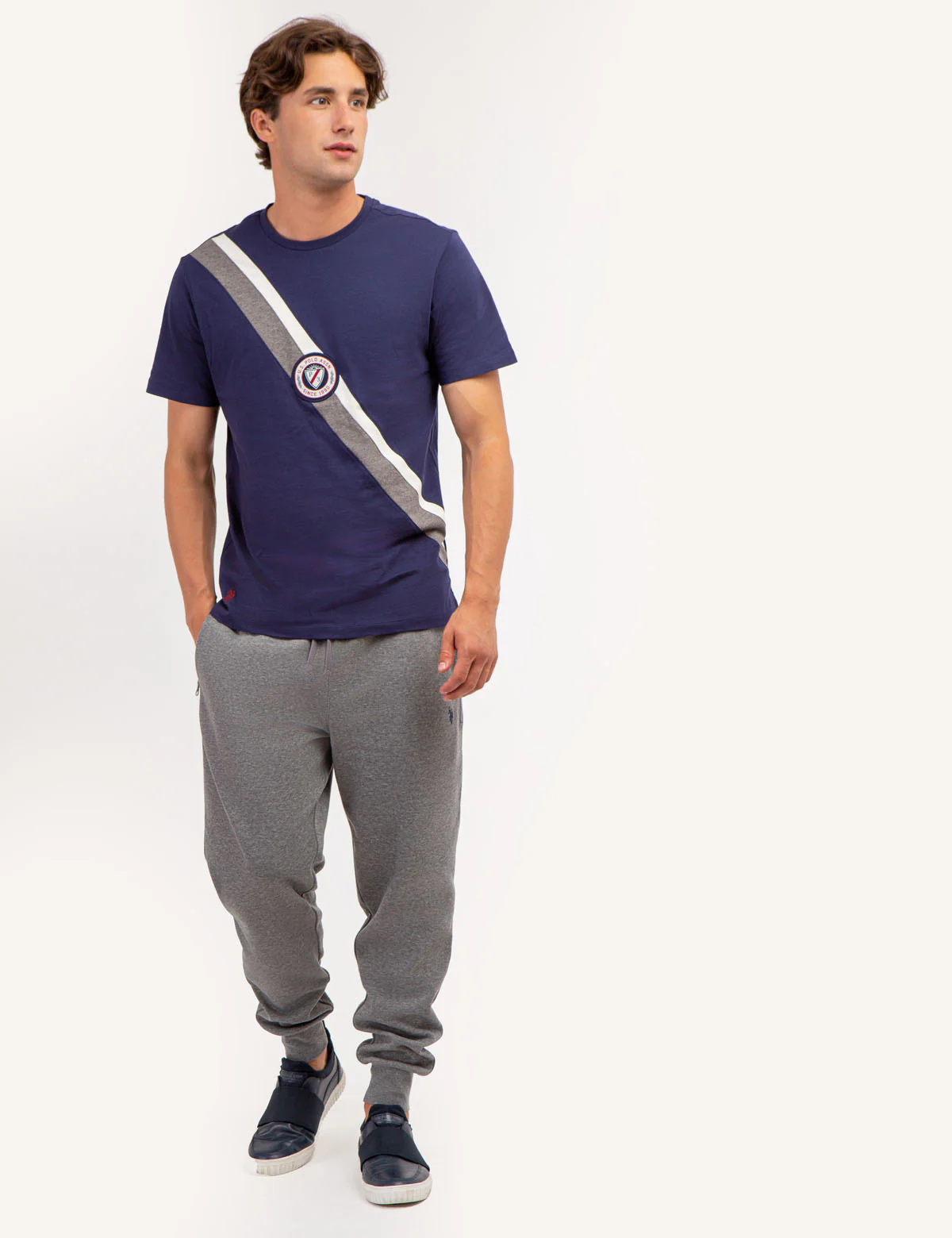 DIAGONAL CREW NECK T-SHIRT WITH PATCH - Image 2