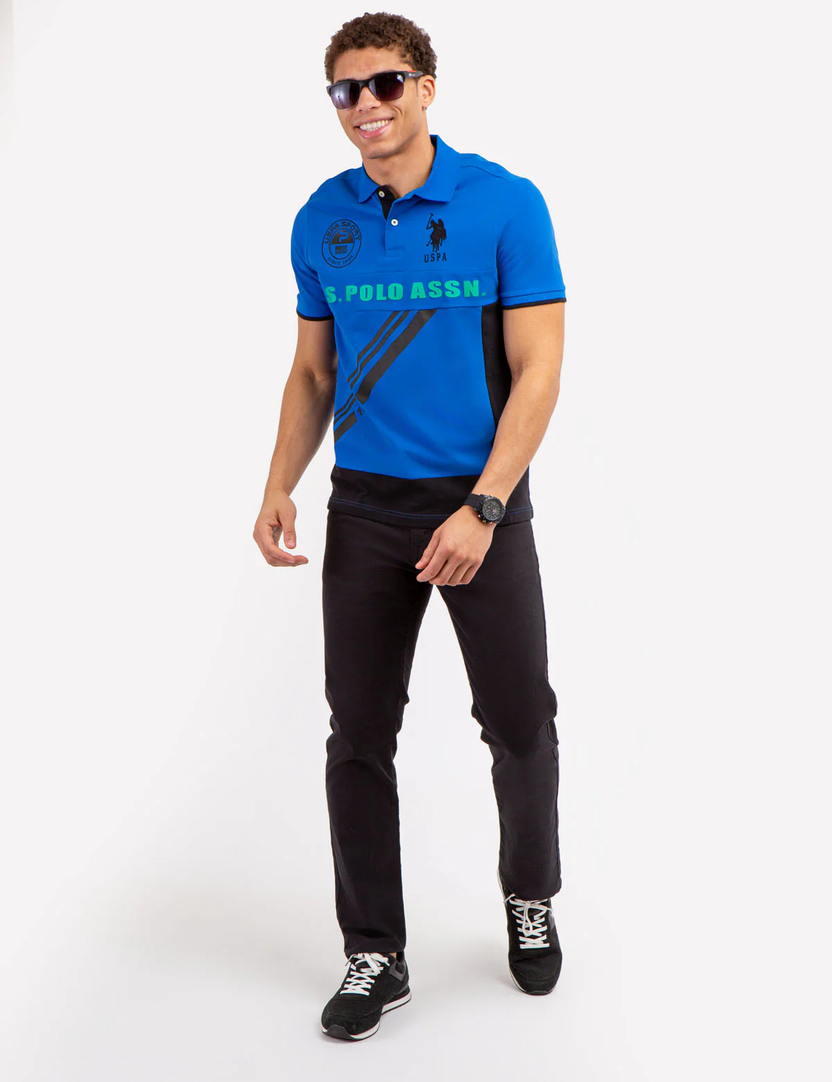DIAGONAL GRAPHIC PIECED PIQUE POLO SHIRT - Image 10