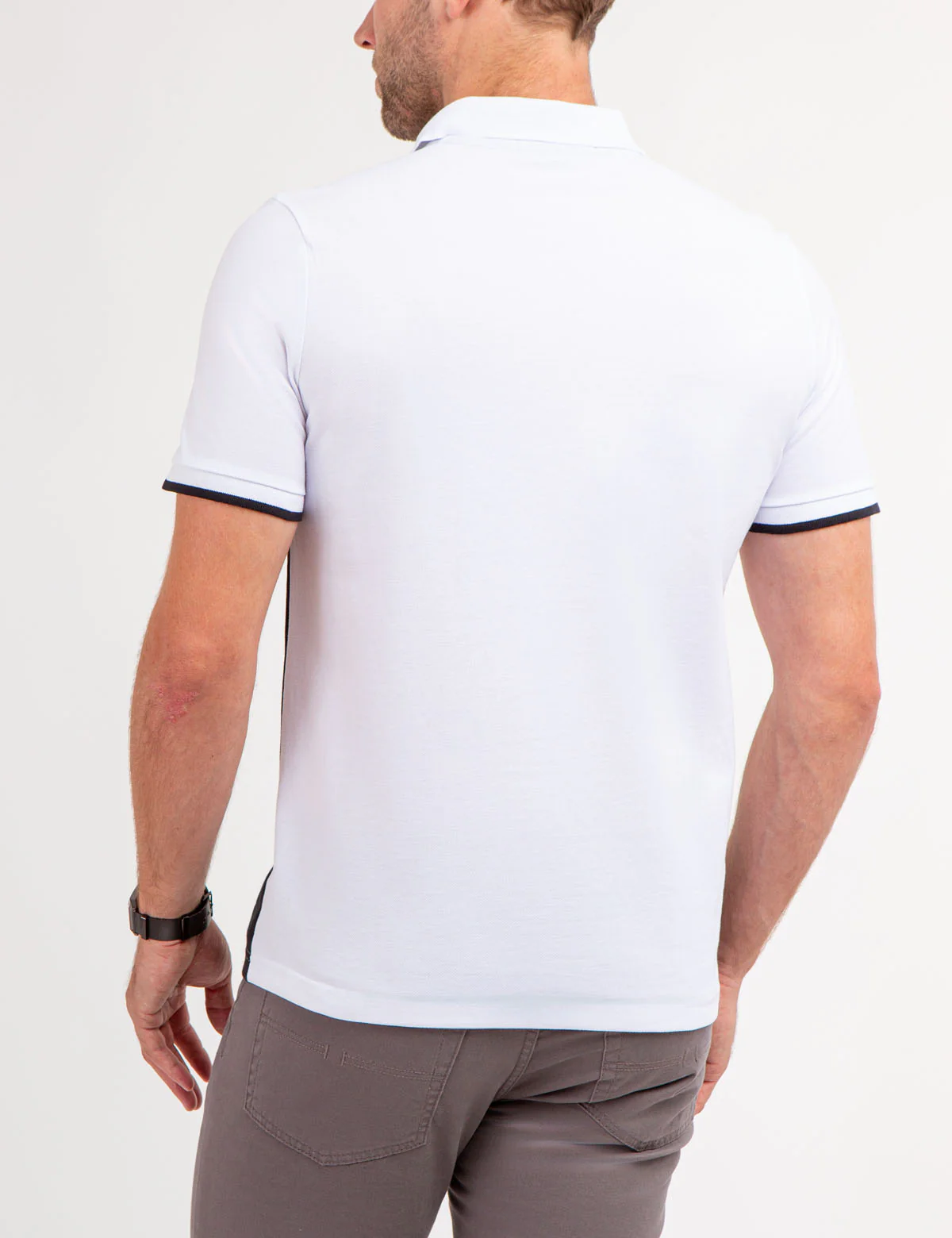 DIAGONAL GRAPHIC PIECED PIQUE POLO SHIRT - Image 4