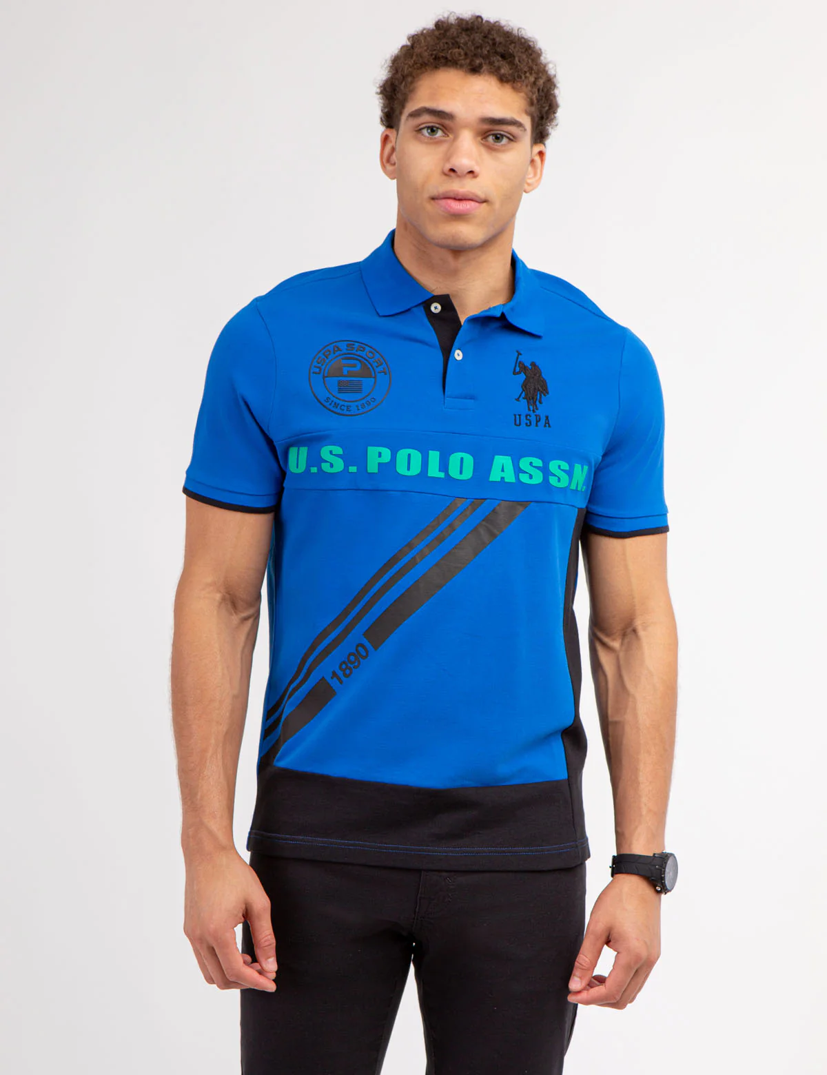 DIAGONAL GRAPHIC PIECED PIQUE POLO SHIRT - Image 5