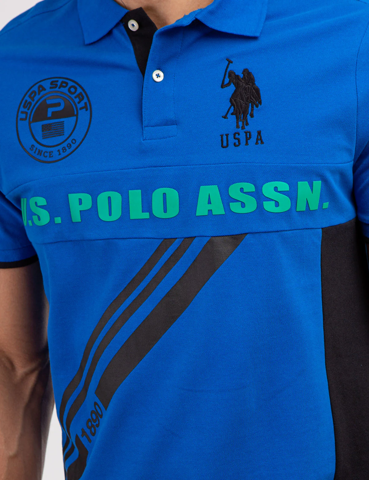 DIAGONAL GRAPHIC PIECED PIQUE POLO SHIRT - Image 6