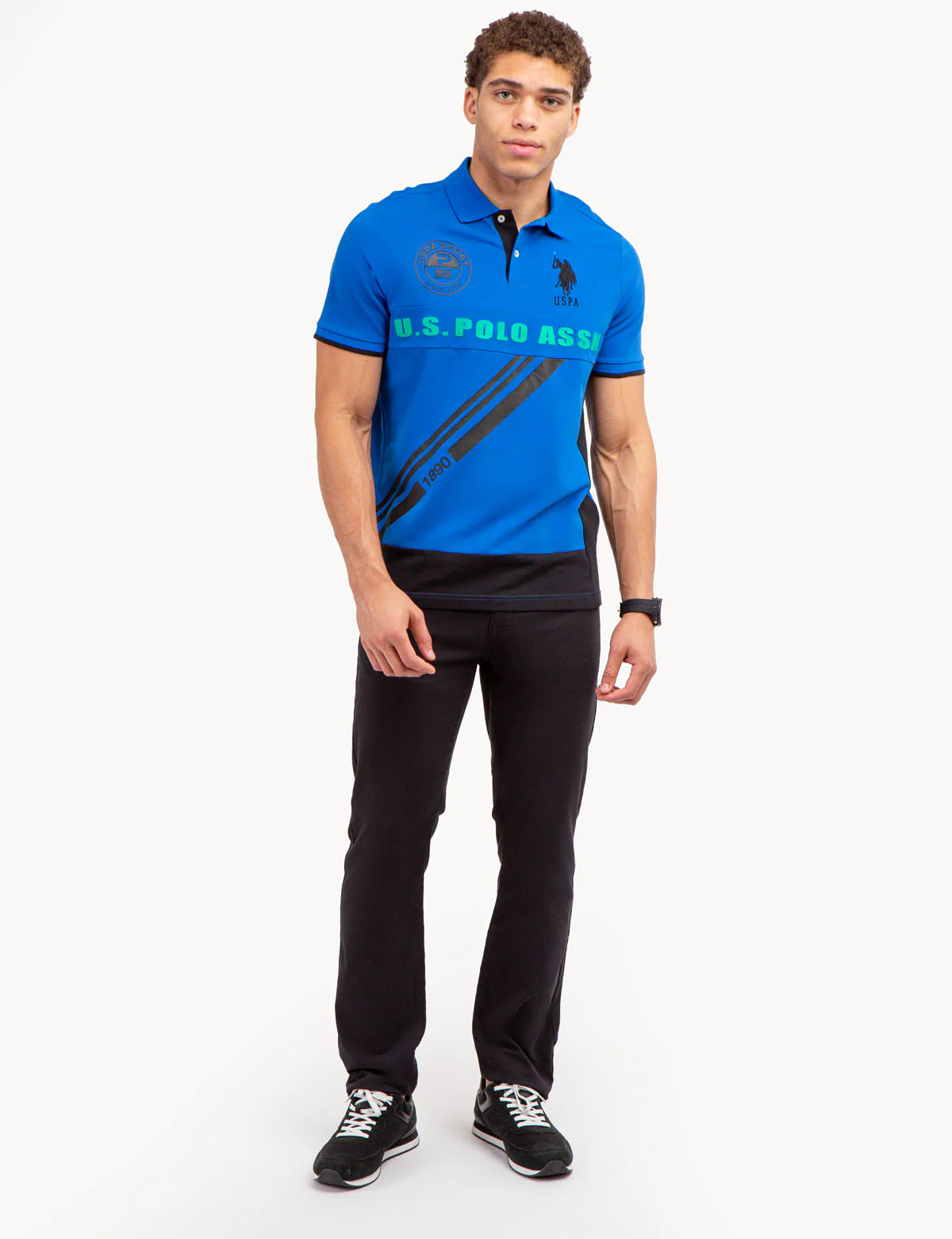 DIAGONAL GRAPHIC PIECED PIQUE POLO SHIRT - Image 7