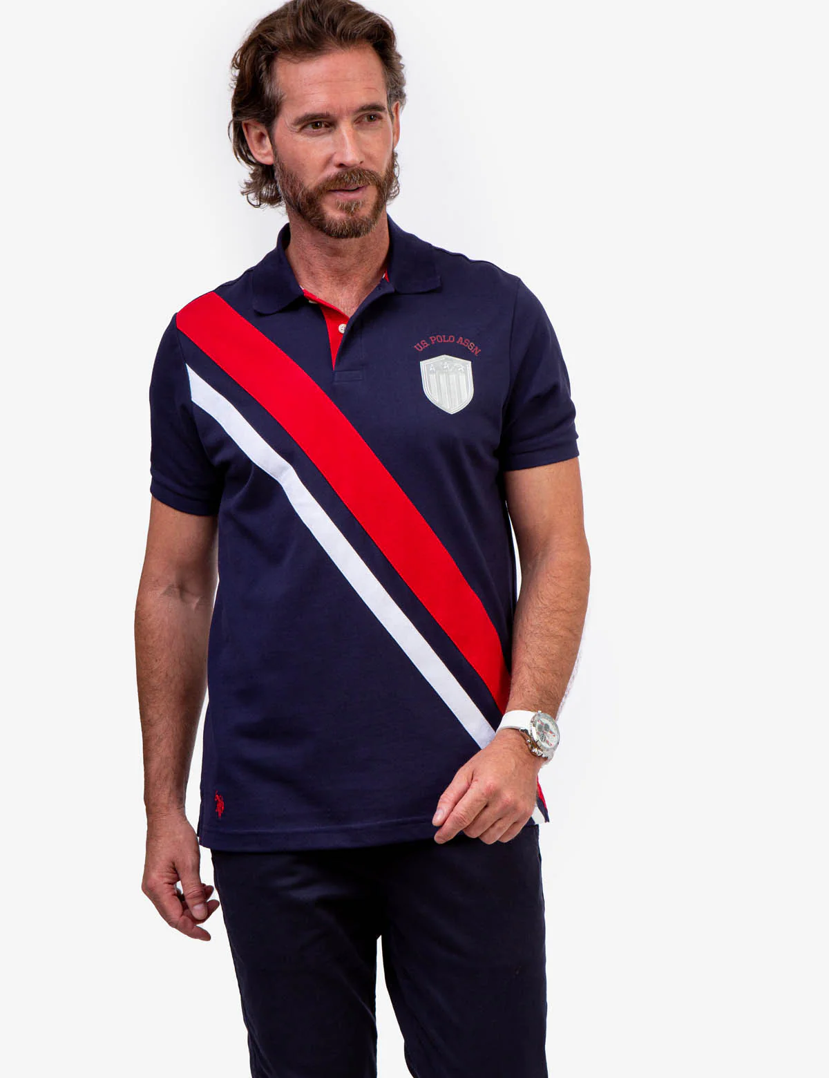DIAGONAL PIECED PIQUE POLO SHIRT - Image 8