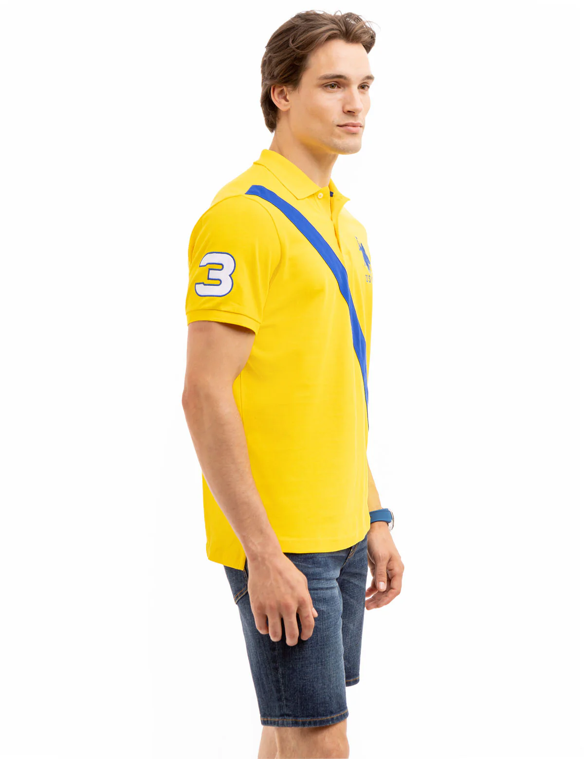 DIAGONAL SASH FRONT PIQUE POLO SHIRT - Image 3