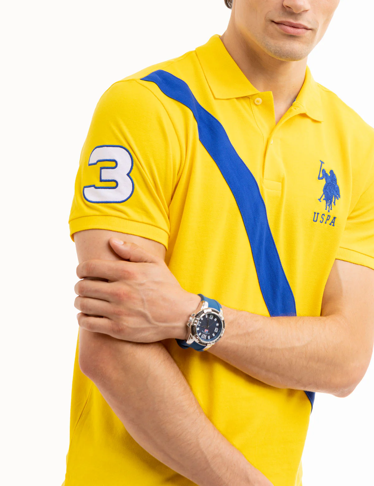 DIAGONAL SASH FRONT PIQUE POLO SHIRT - Image 5