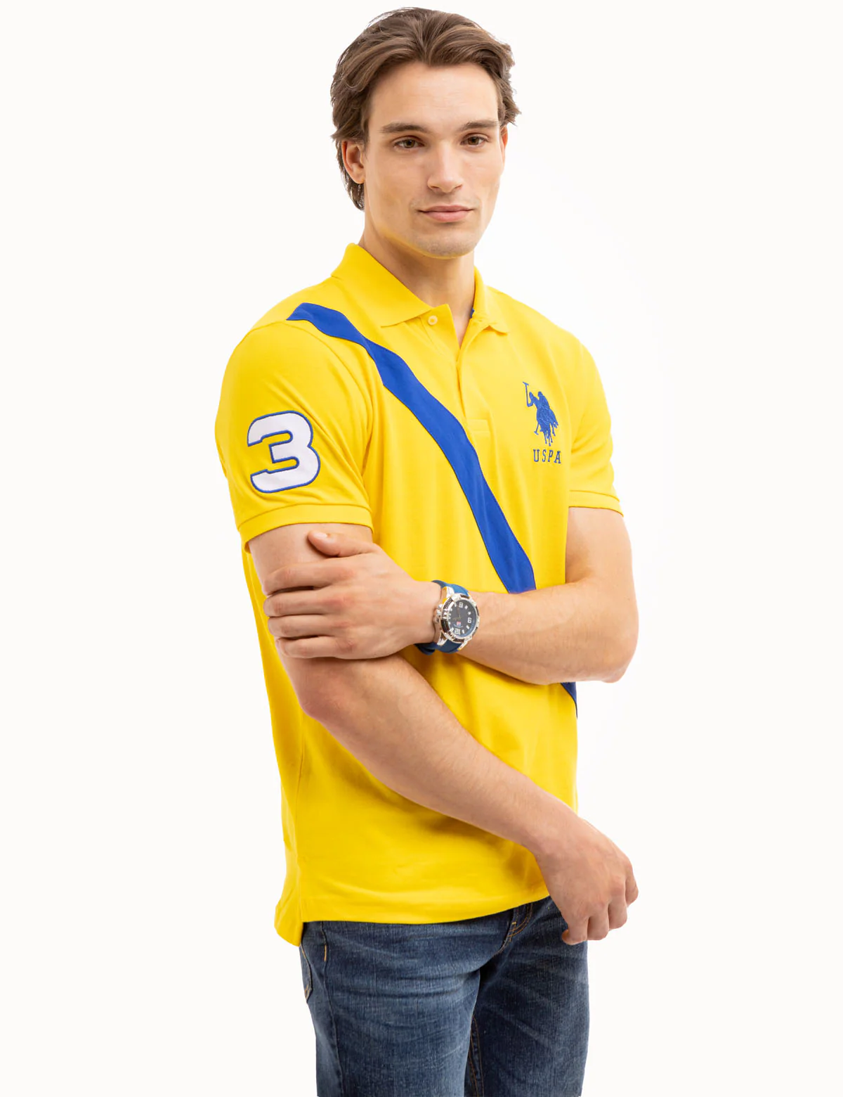 DIAGONAL SASH FRONT PIQUE POLO SHIRT - Image 6