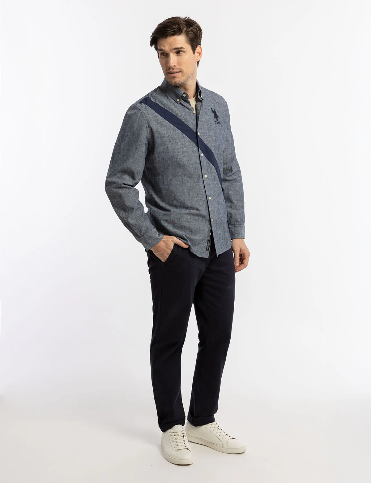 DIAGONAL SOLID CANVAS LONG SLEEVE SHIRT - Image 3