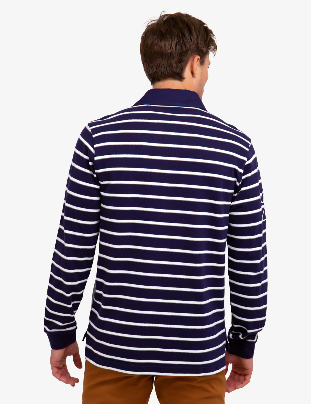 DIAGONAL STRIPE LONG SLEEVE POLO SHIRT - Image 9
