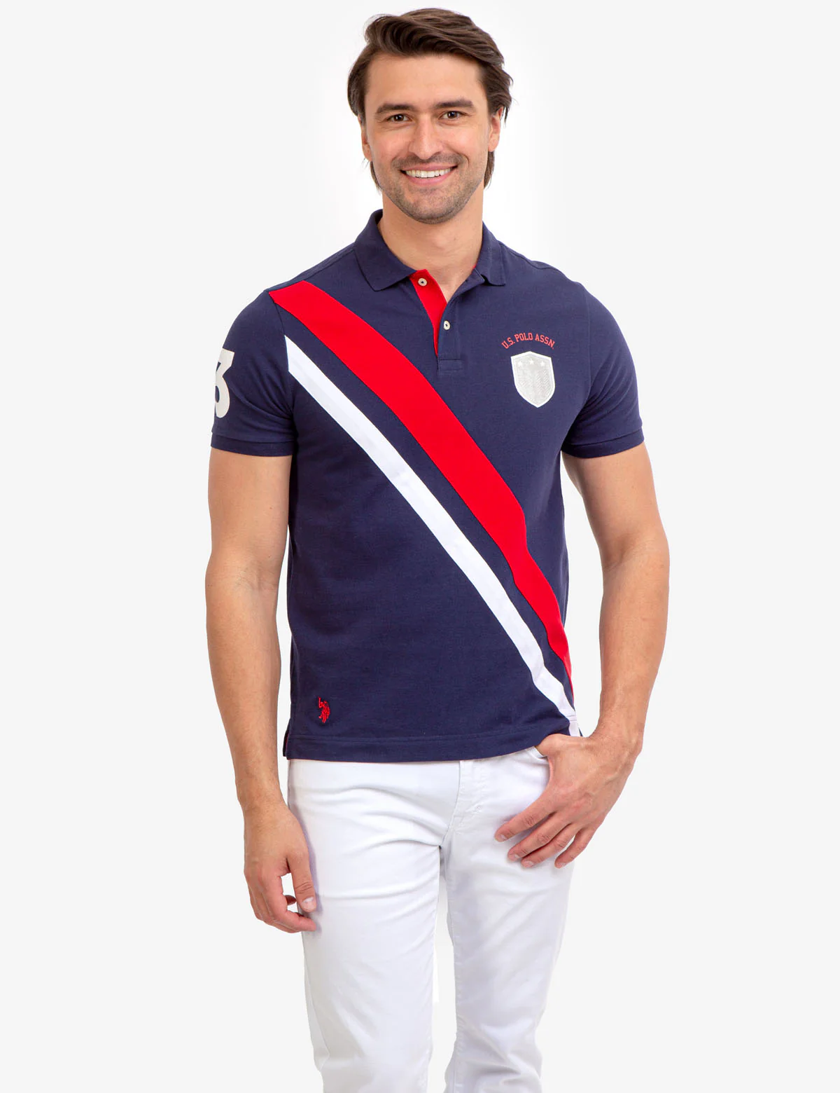 DIAGONAL STRIPE PIECED PIQUE POLO SHIRT - Image 2