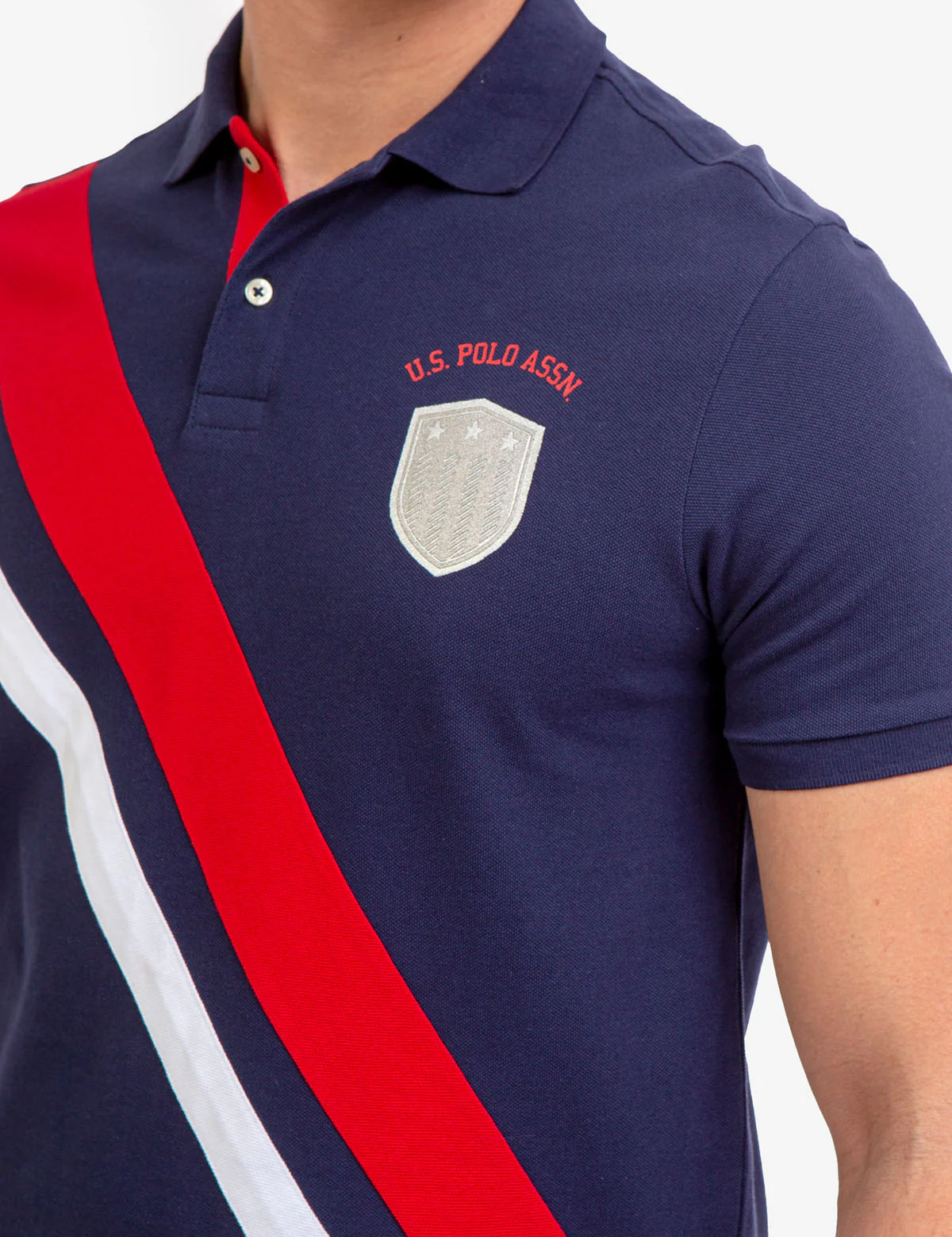 DIAGONAL STRIPE PIECED PIQUE POLO SHIRT - Image 3