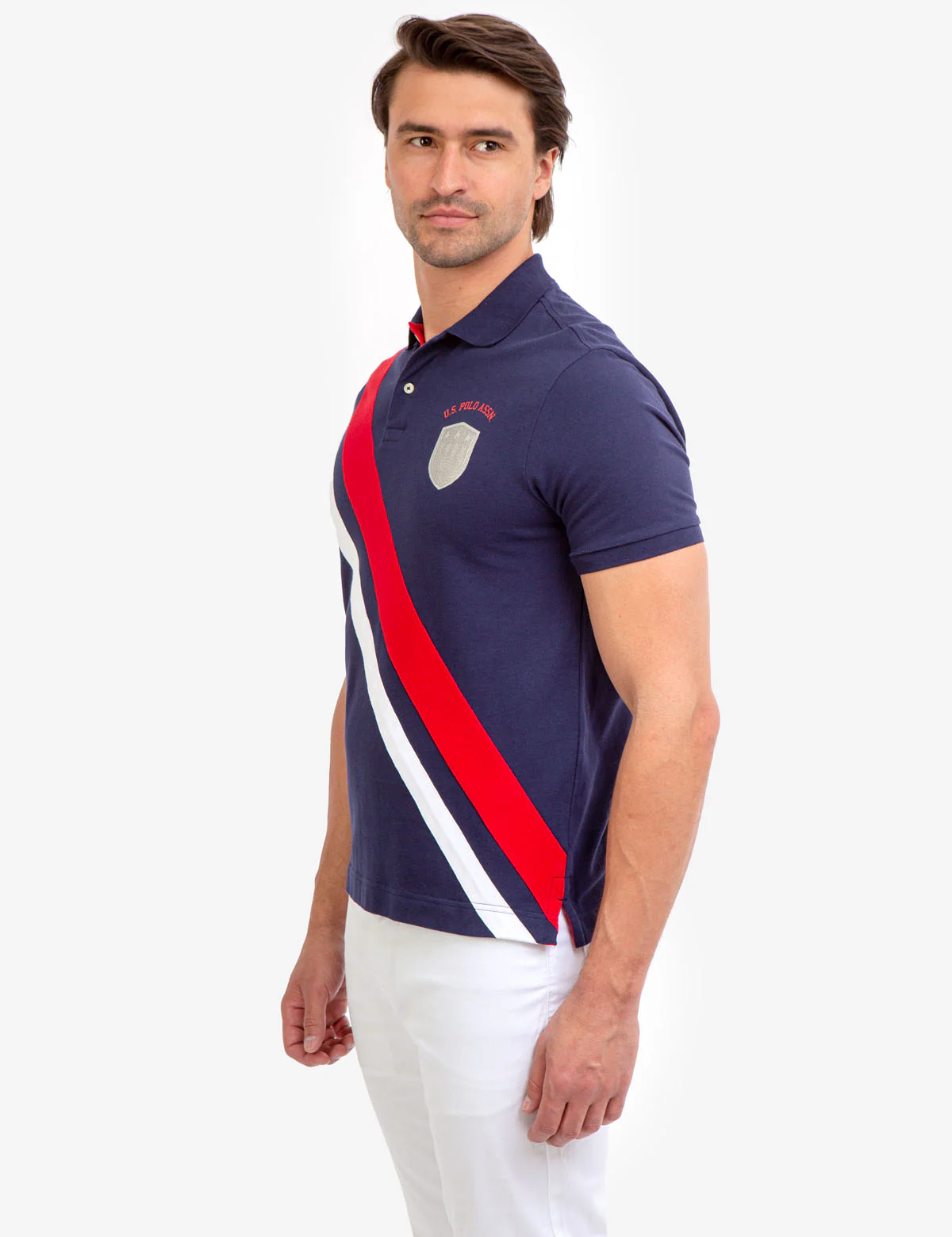 DIAGONAL STRIPE PIECED PIQUE POLO SHIRT - Image 5