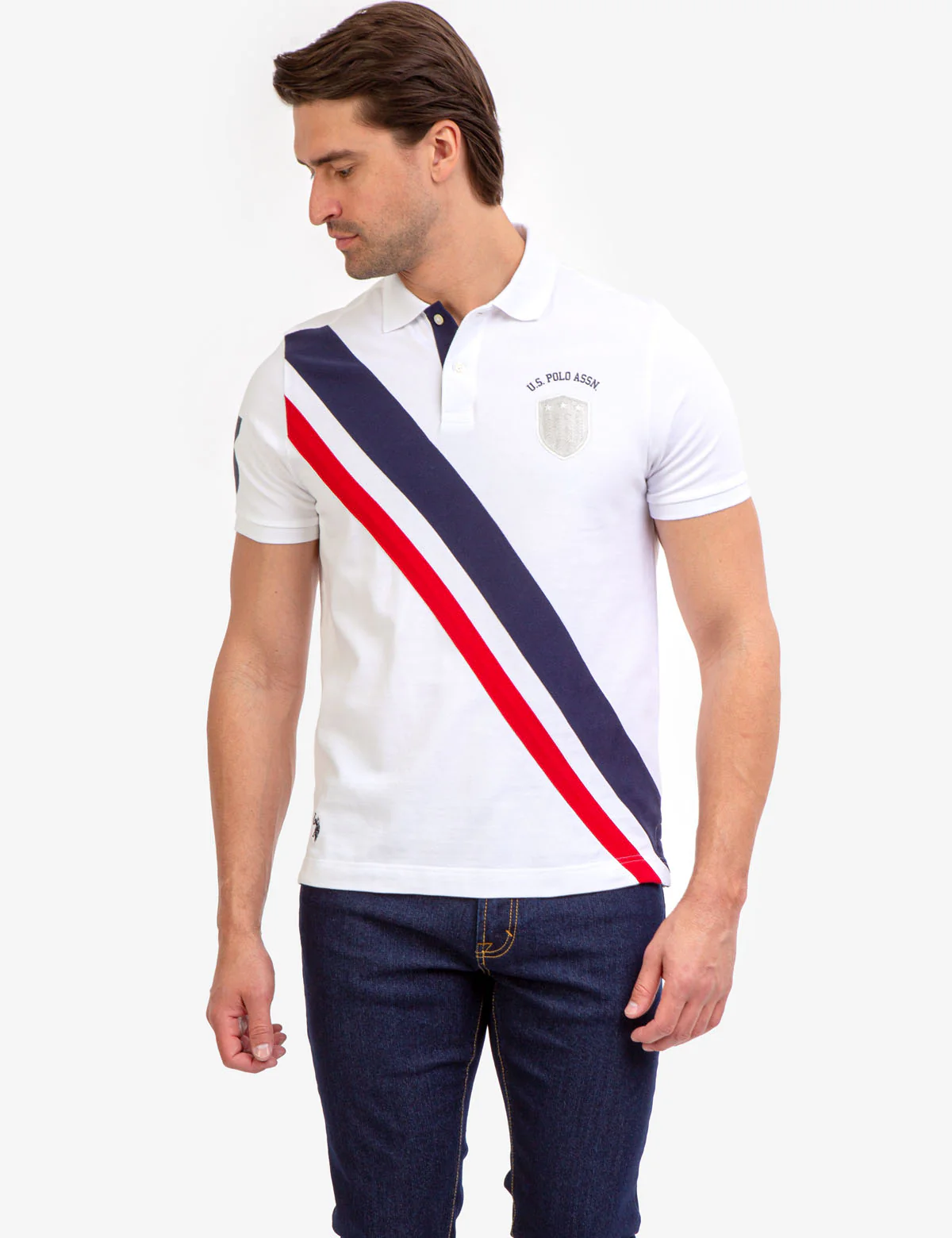 DIAGONAL STRIPE PIECED PIQUE POLO SHIRT - Image 7