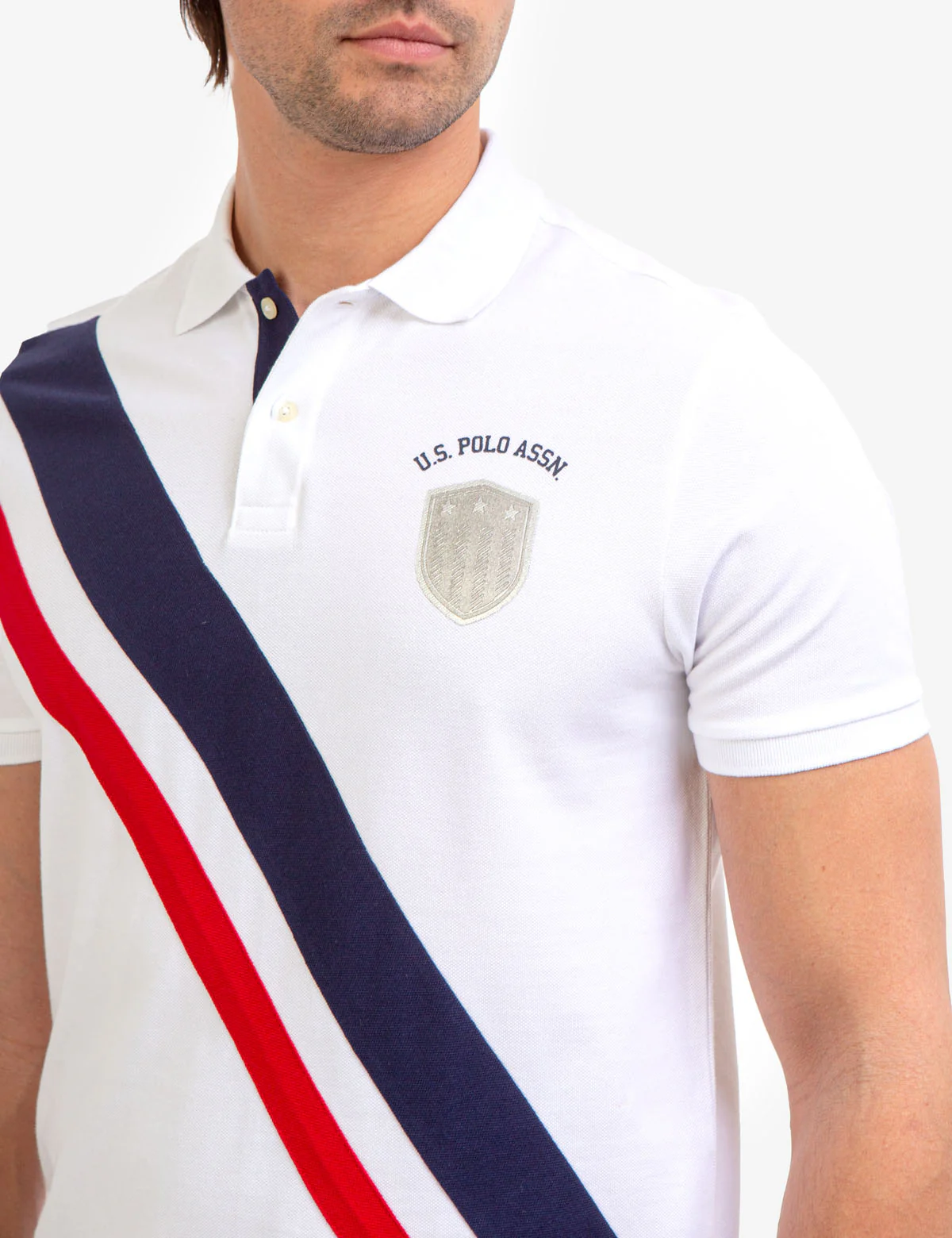DIAGONAL STRIPE PIECED PIQUE POLO SHIRT - Image 9