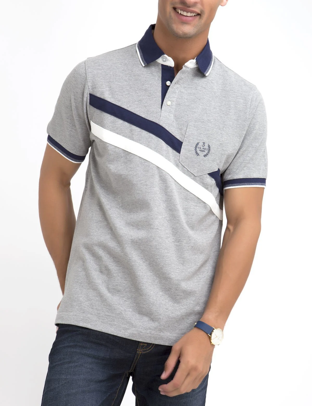 DIAGONAL STRIPED POLO SHIRT - Image 5
