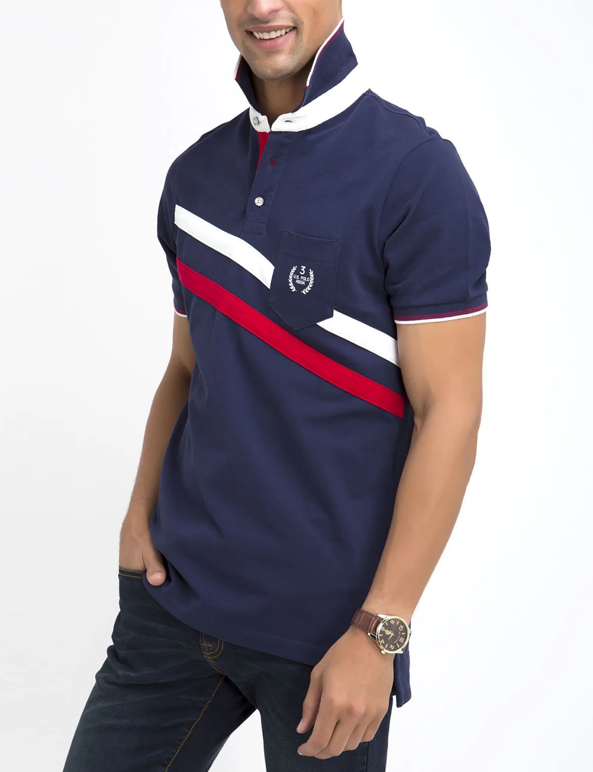 DIAGONAL STRIPED POLO SHIRT - Image 6