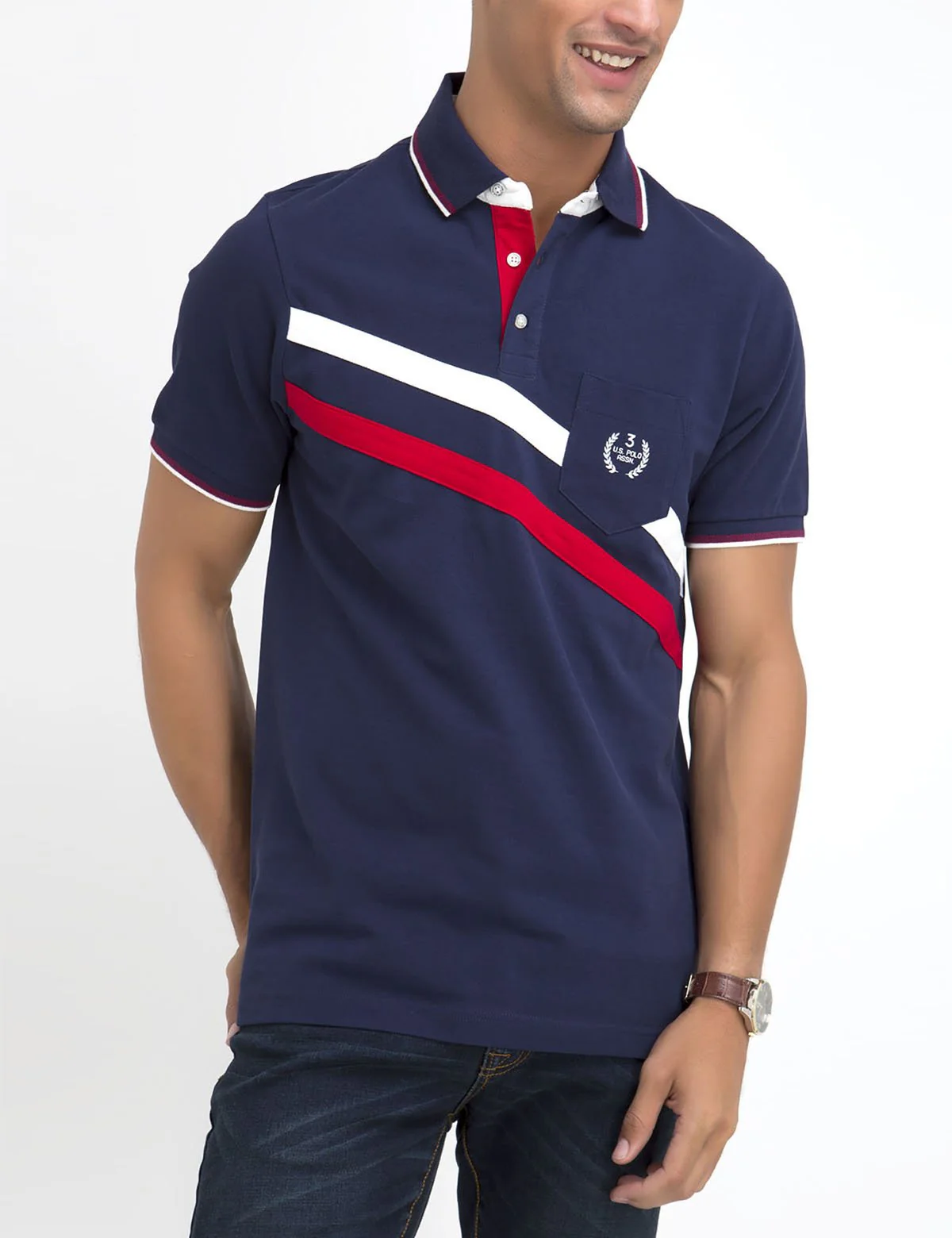 DIAGONAL STRIPED POLO SHIRT - Image 7