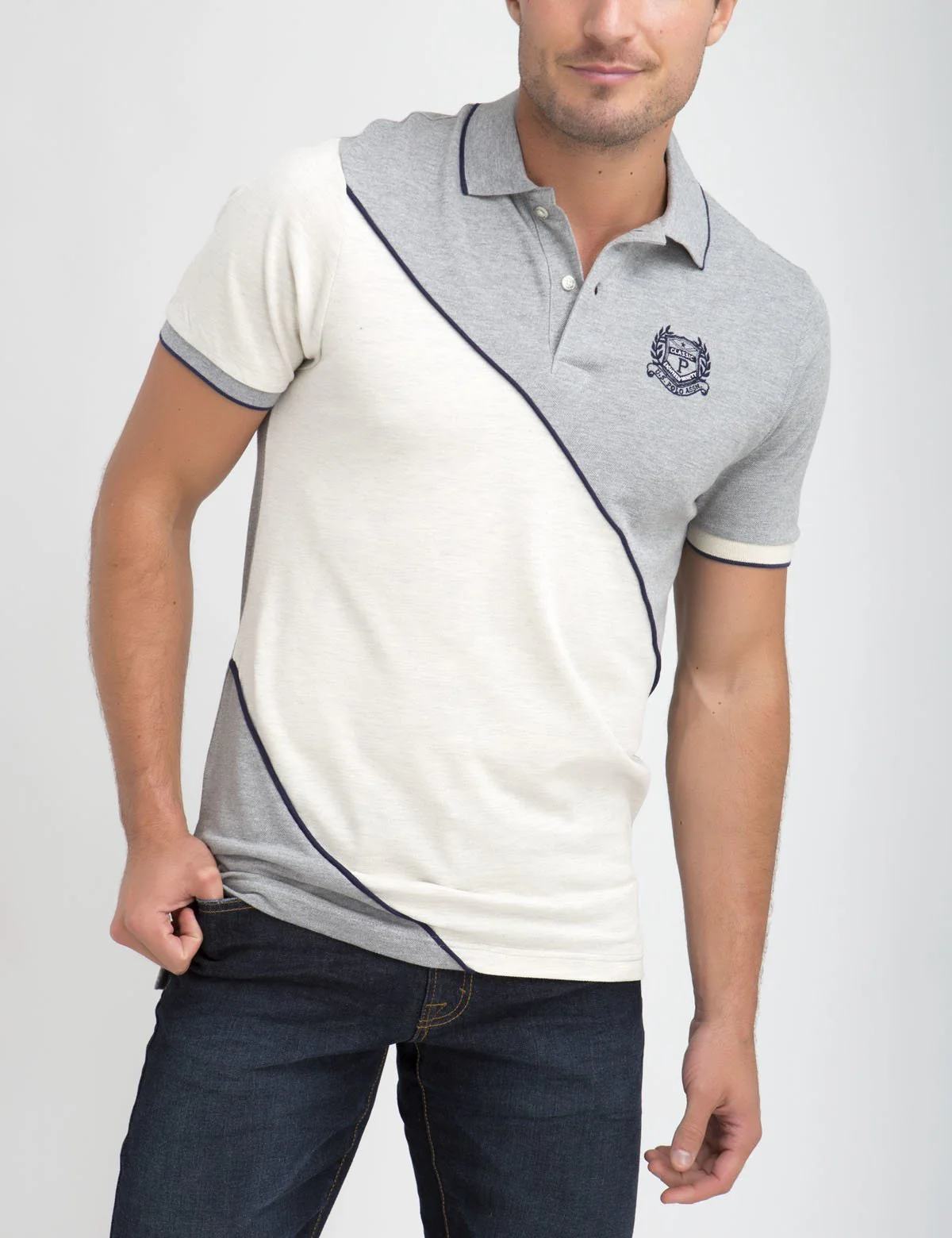 DIAGONAL STRIPED POLO SHIRT - Image 4