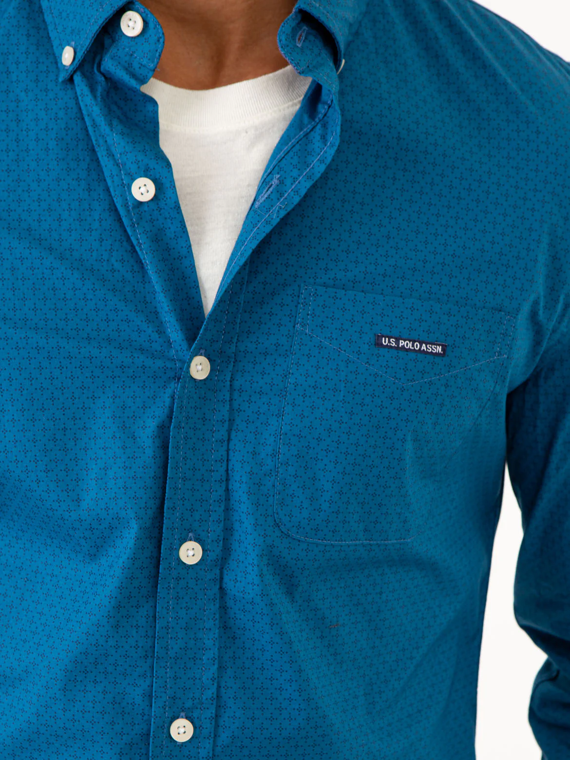DIAMOND PRINT LONG SLEEVE SHIRT WITH POCKET - Image 2