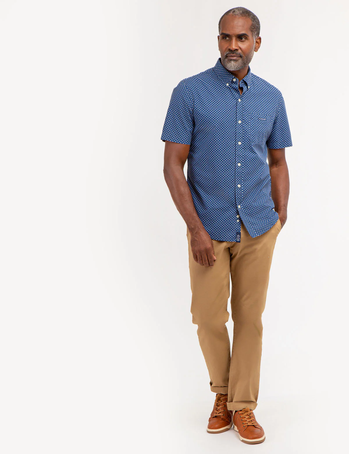 DIAMOND PRINT SHORT SLEEVE SHIRT WITH POCKET - Image 2