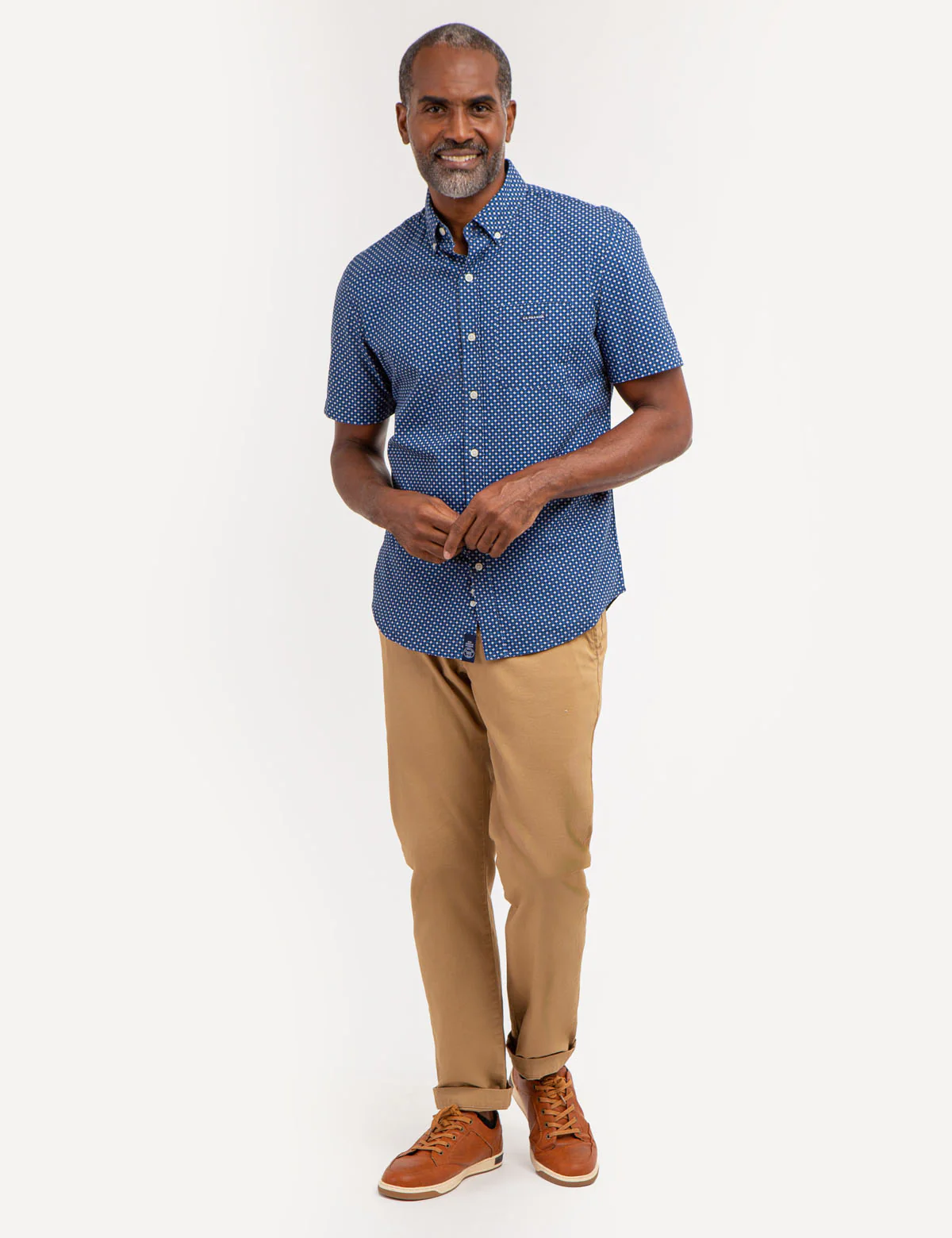 DIAMOND PRINT SHORT SLEEVE SHIRT WITH POCKET - Image 4