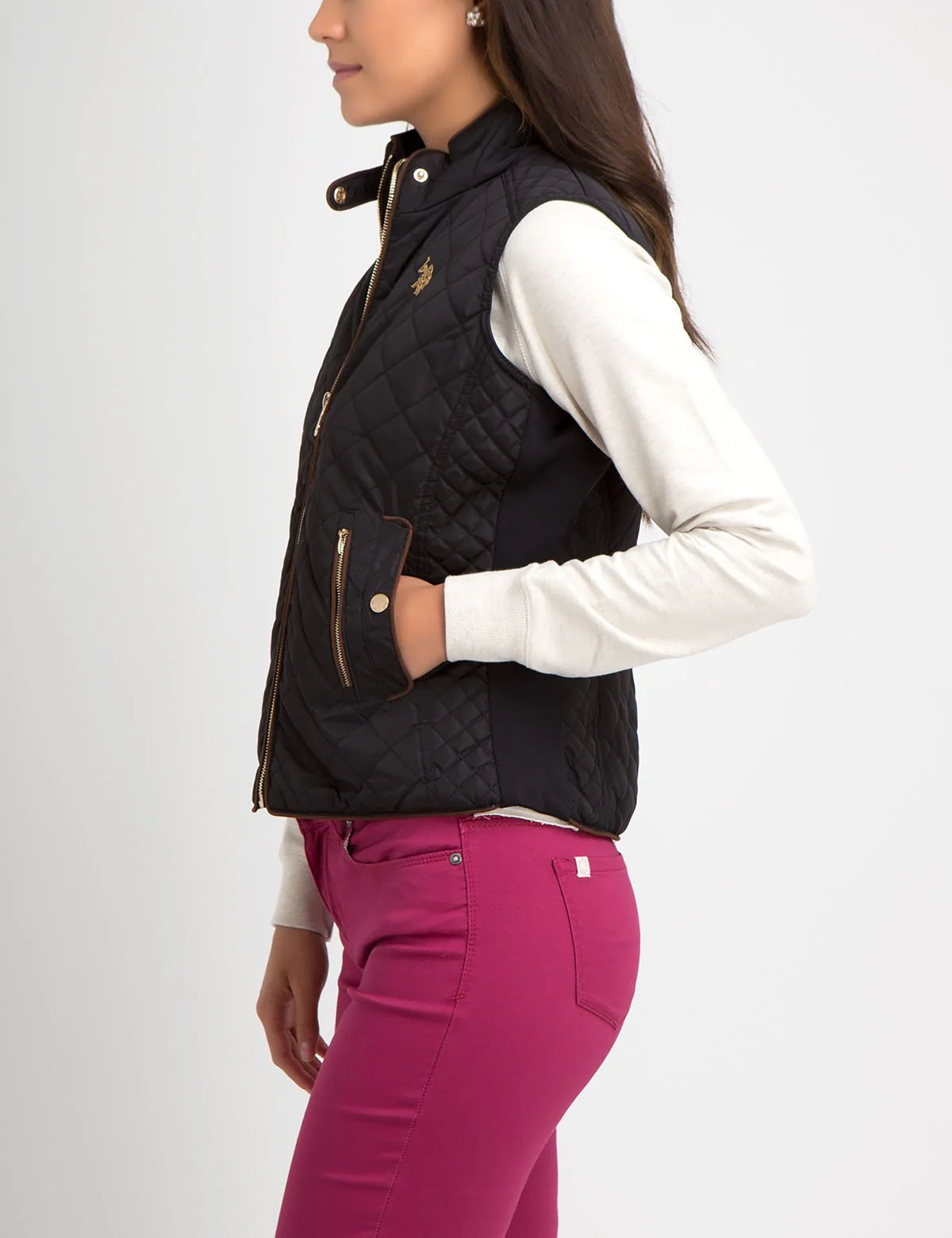 DIAMOND QUILT SIDE KNIT VEST - Image 14