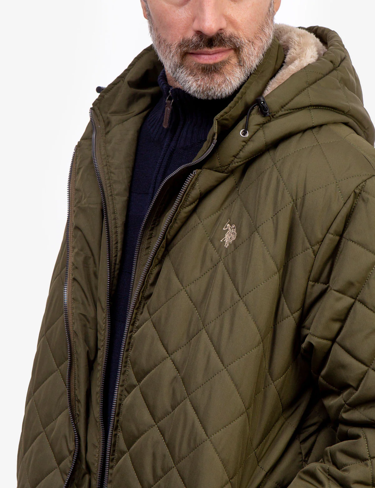 DIAMOND QUILTED HOODED JACKET WITH SHERPA - Image 2