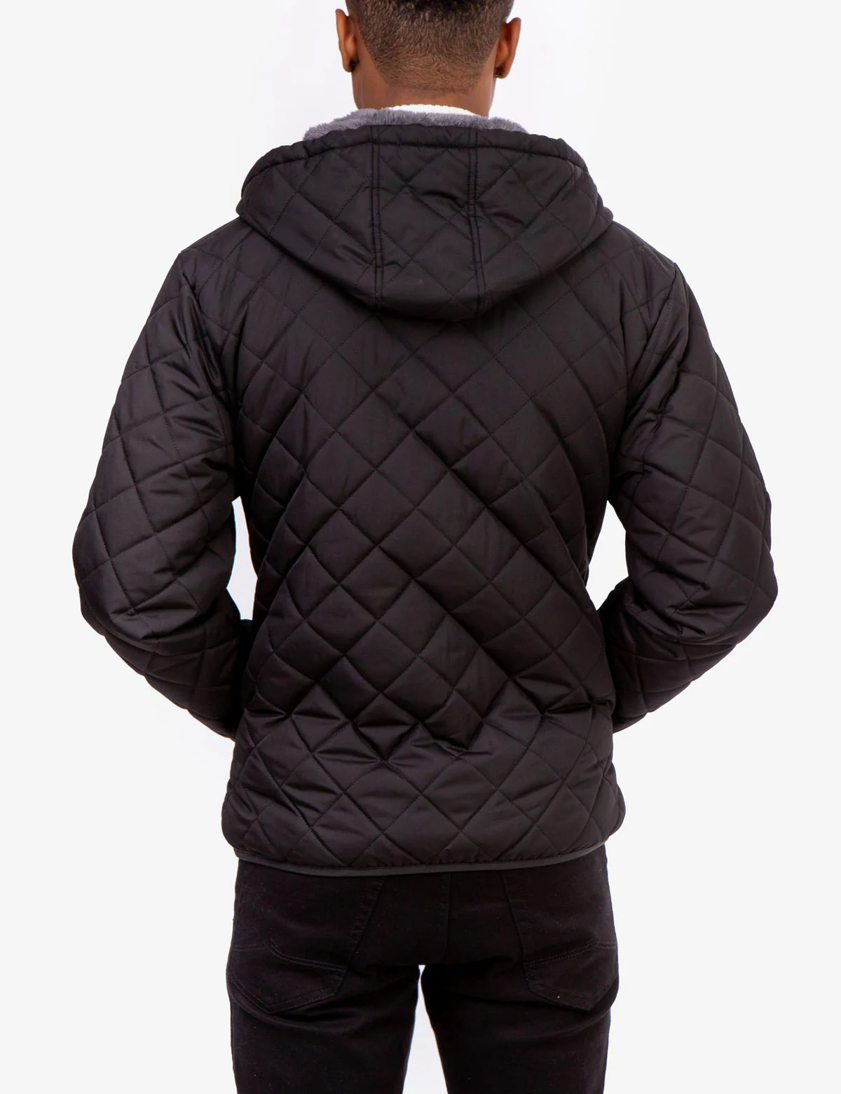 DIAMOND QUILTED HOODED JACKET WITH SHERPA - Image 4