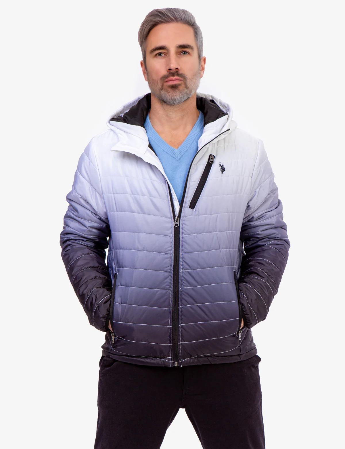 DIP DYE CHEVRON PUFFER JACKET - Image 3