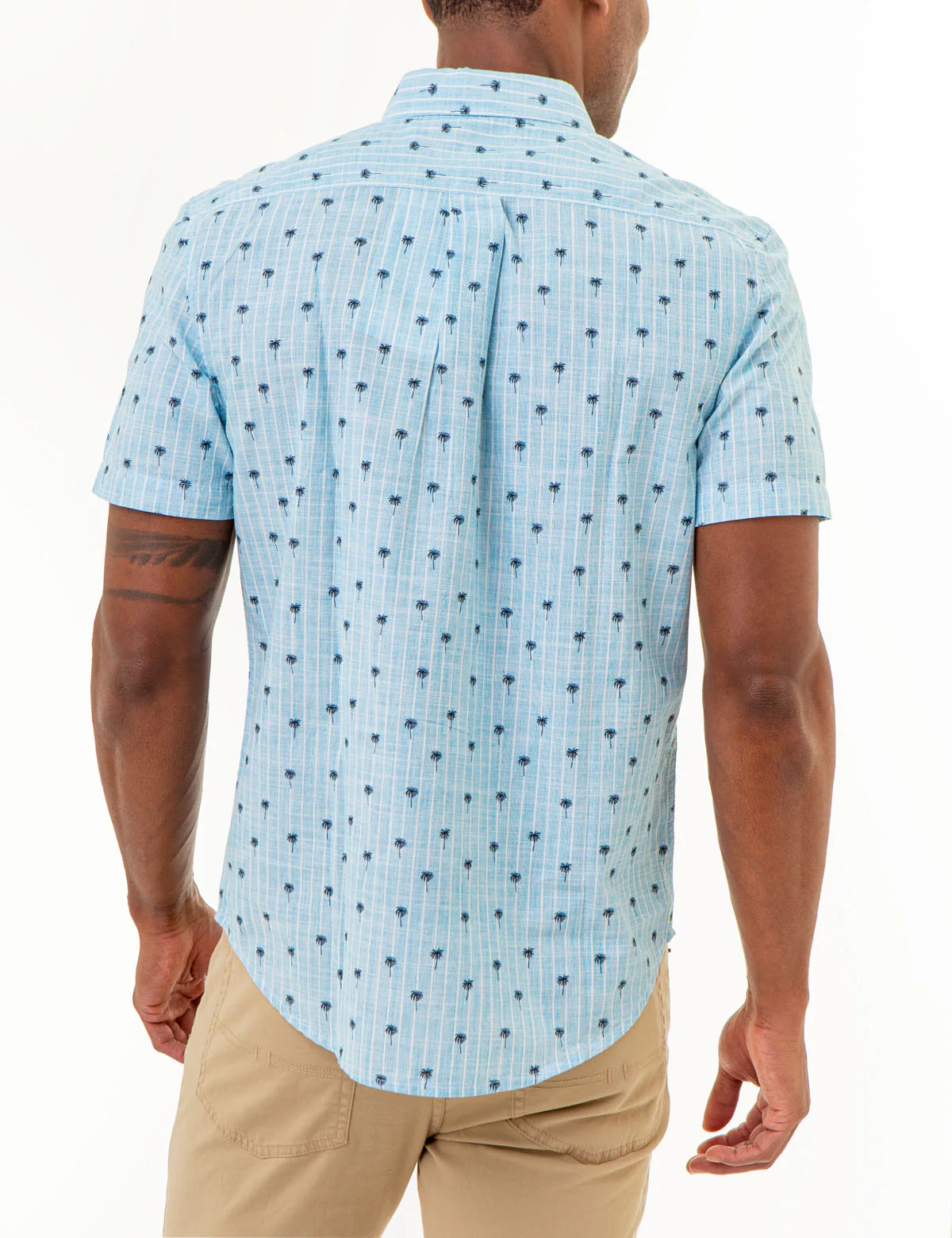 DITSY PALM TREE PRINT WOVEN SHIRT WITH POCKET - Image 4