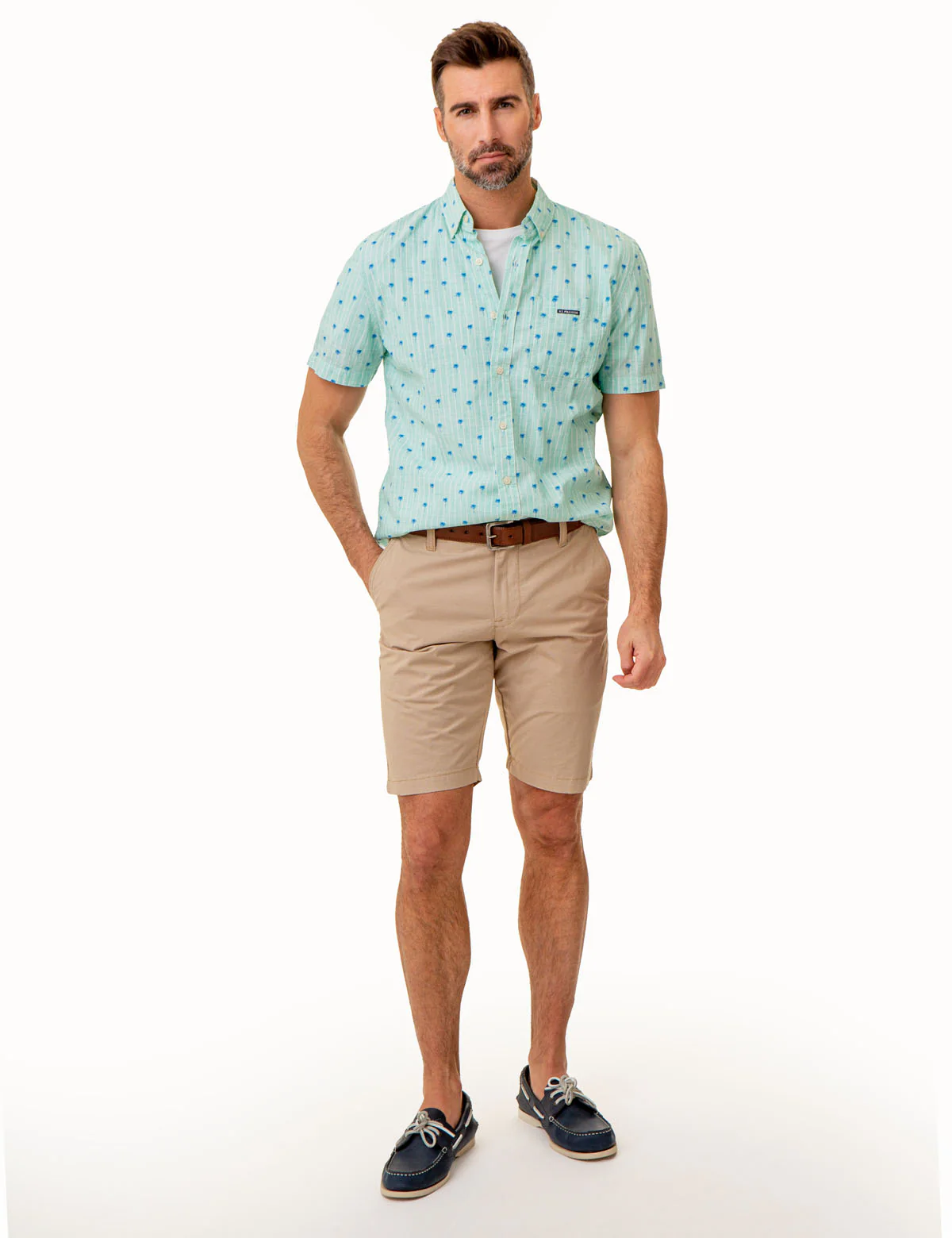 DITSY PALM TREE PRINT WOVEN SHIRT WITH POCKET - Image 6