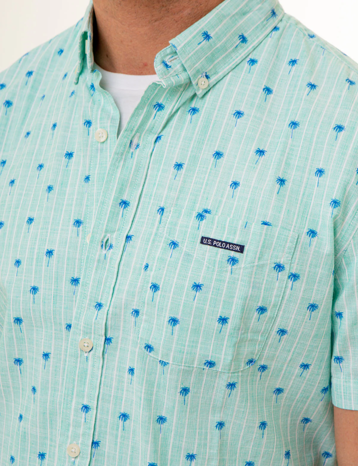 DITSY PALM TREE PRINT WOVEN SHIRT WITH POCKET - Image 7