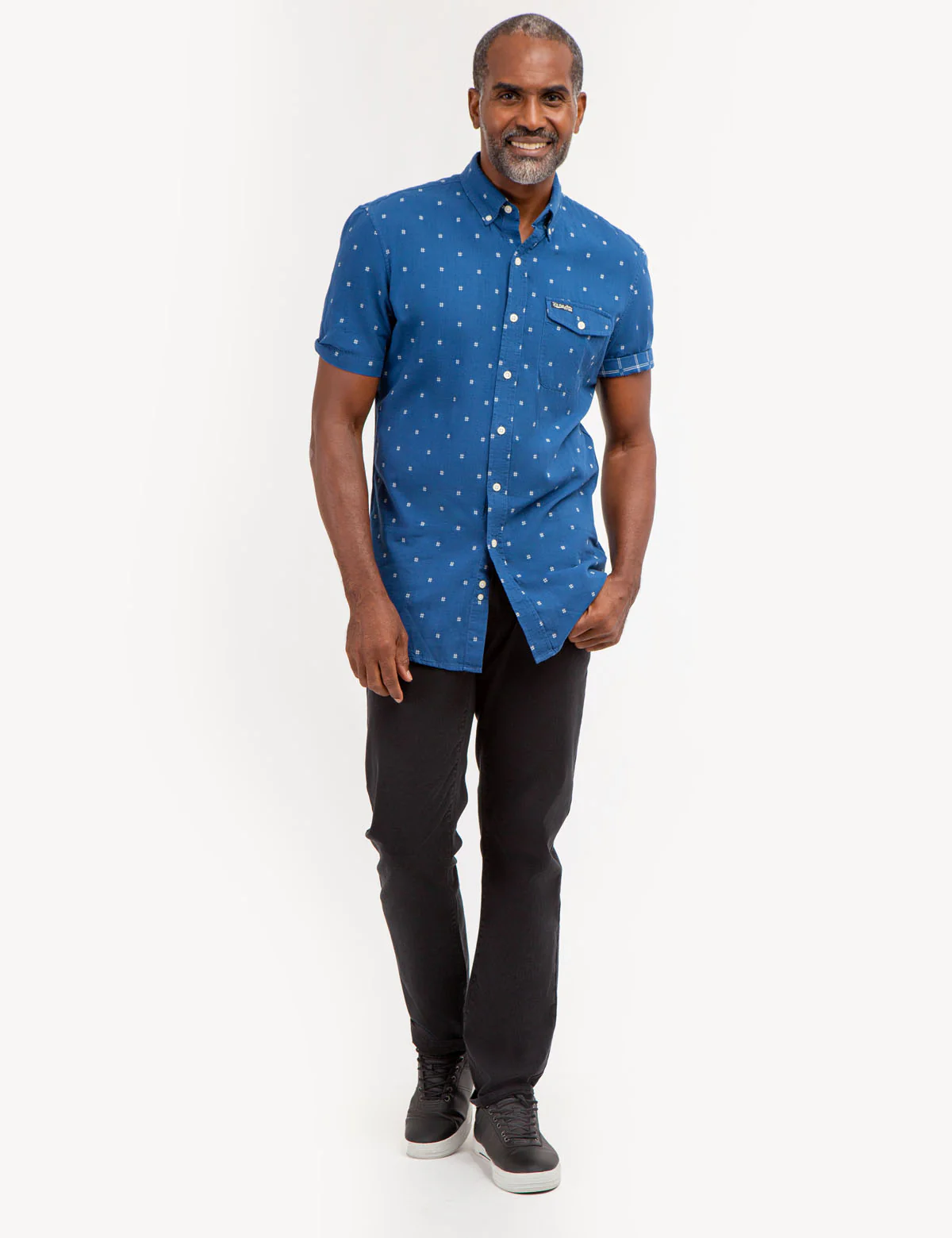 DOBBY DOUBLE SIDE PATTERN SHORT SLEEVE SHIRT - Image 3