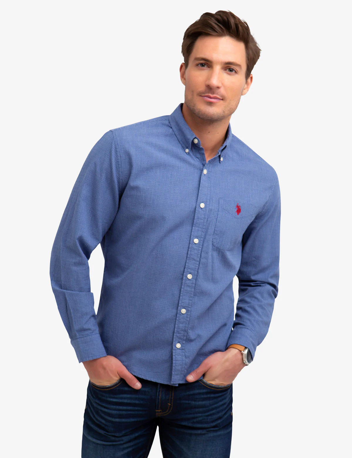 NO-TUCK DOBBY TEXTURED SHIRT
