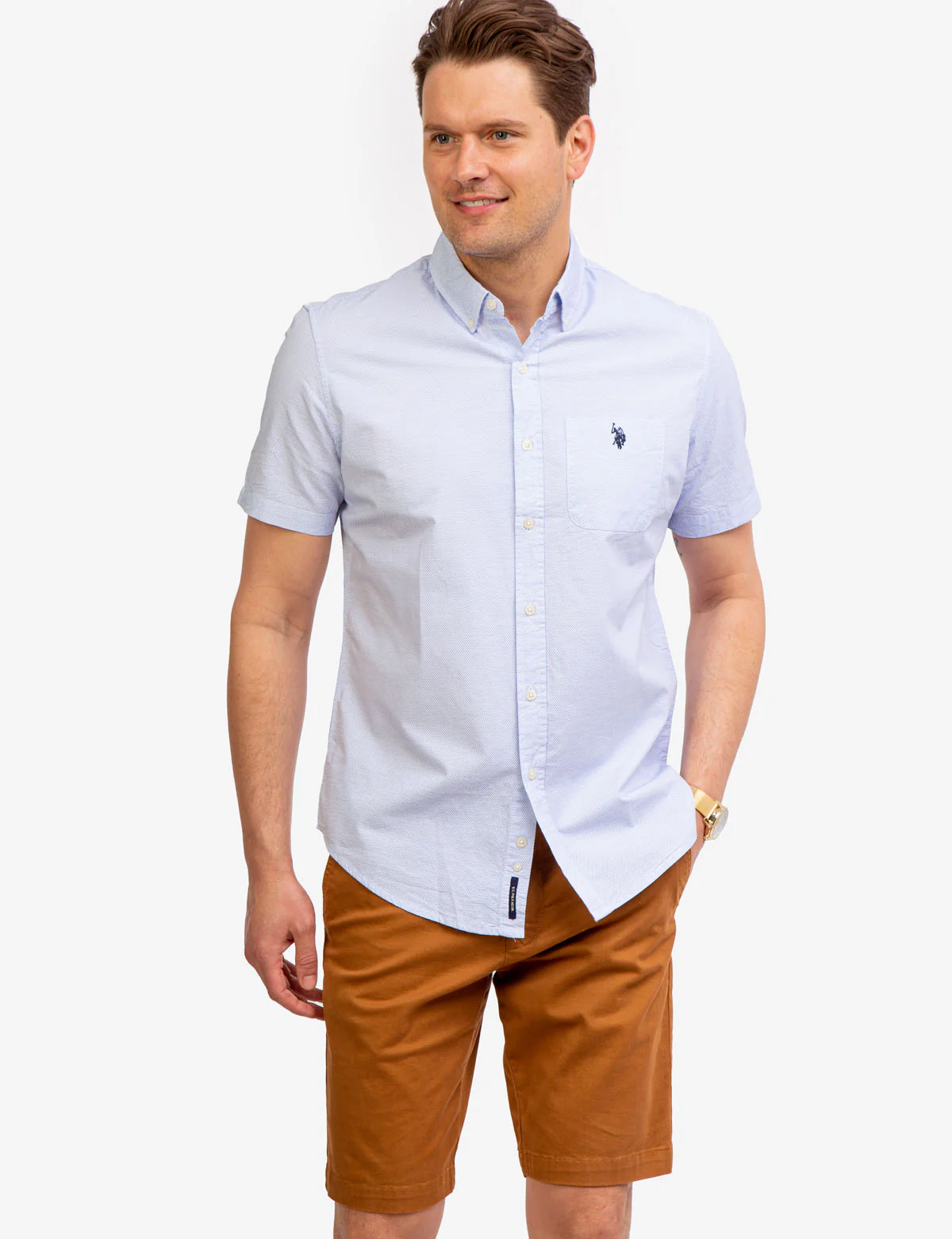 DOBBY PATTERN SHORT SLEEVE SHIRT