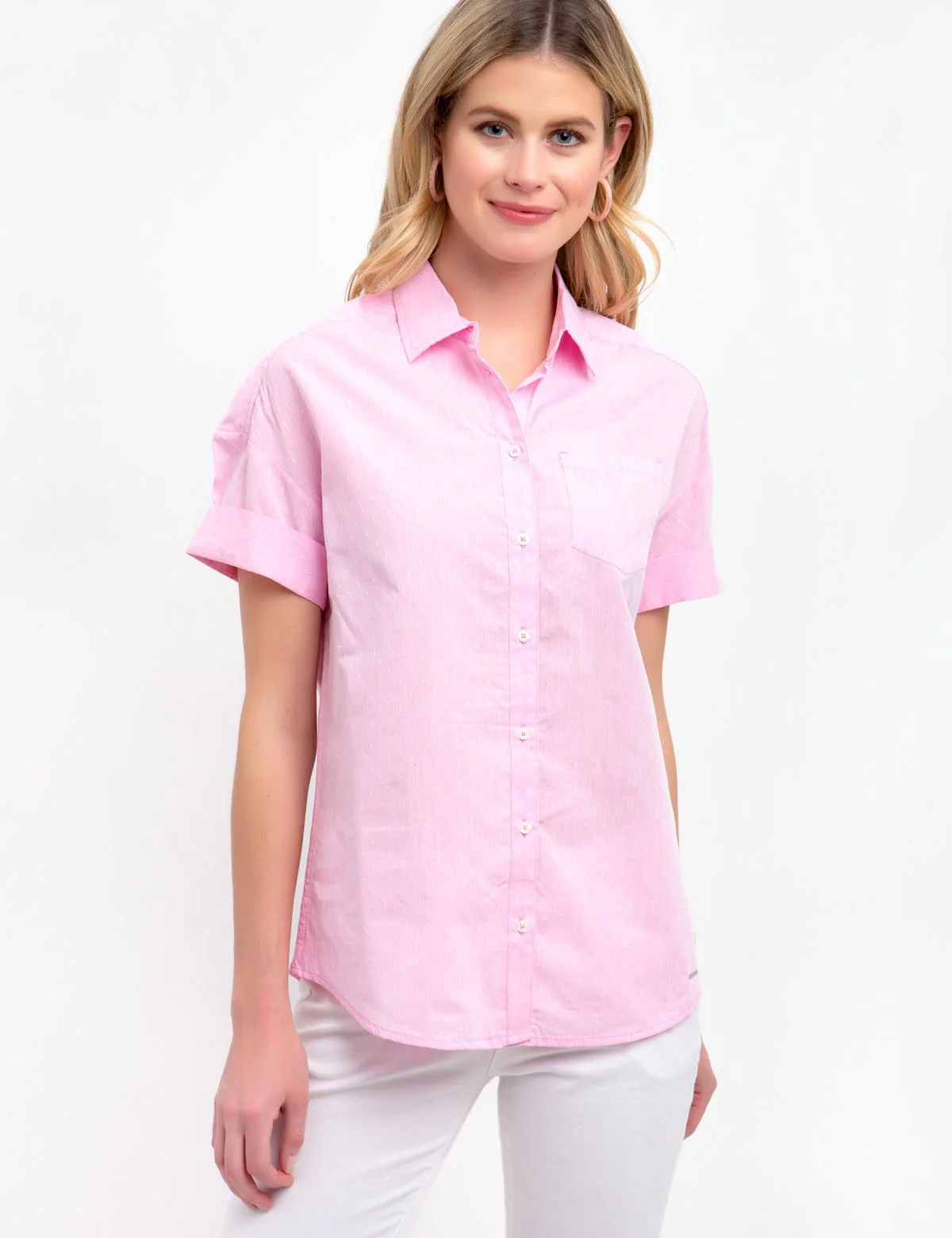 DOT BUTTON FRONT SHIRT