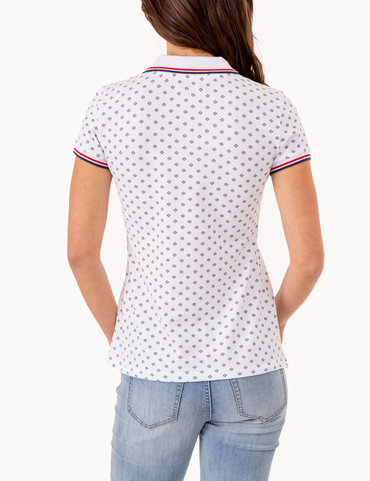 DOT FLOWER PRINT TIPPED POLO SHIRT - Image 4