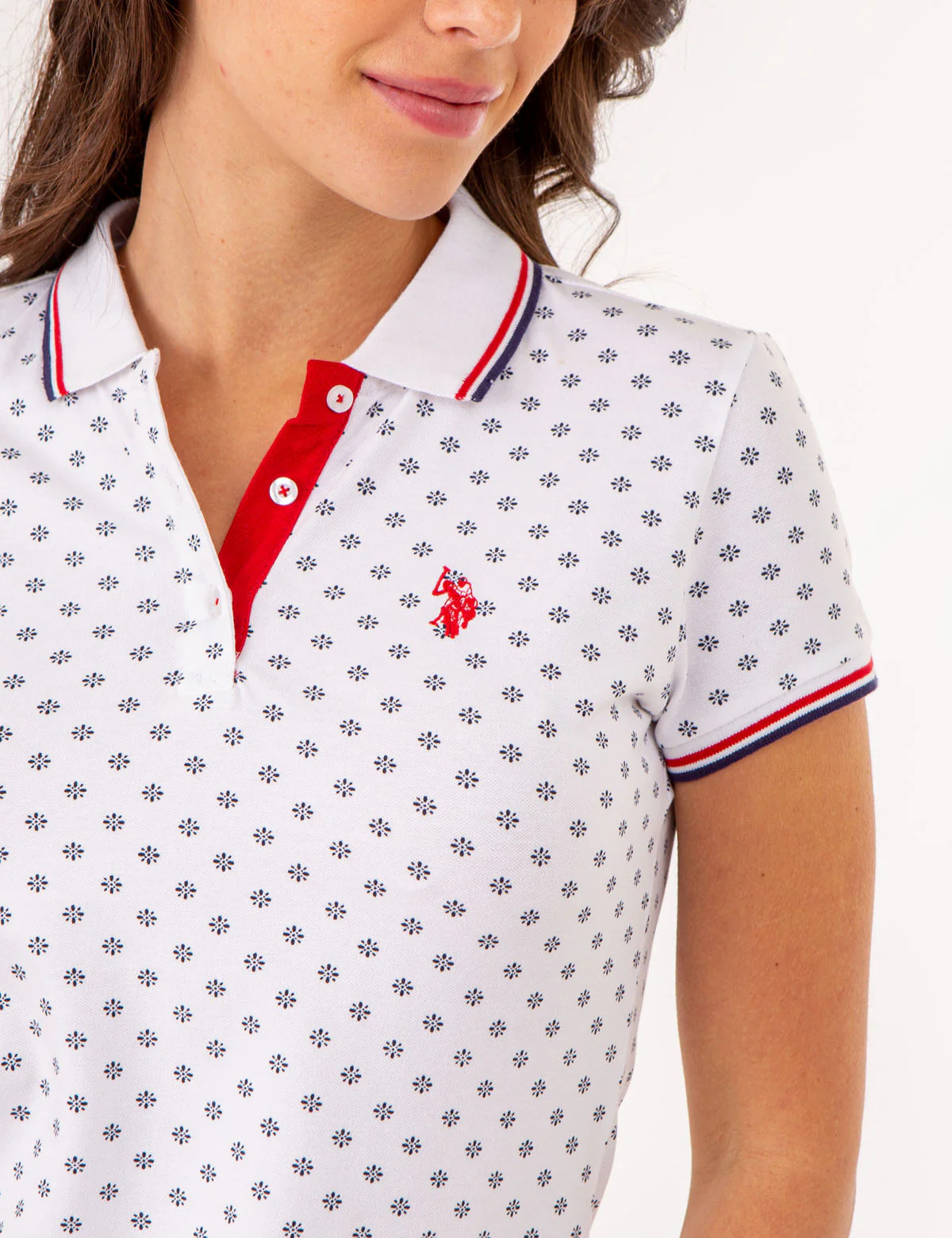 DOT FLOWER PRINT TIPPED POLO SHIRT - Image 5