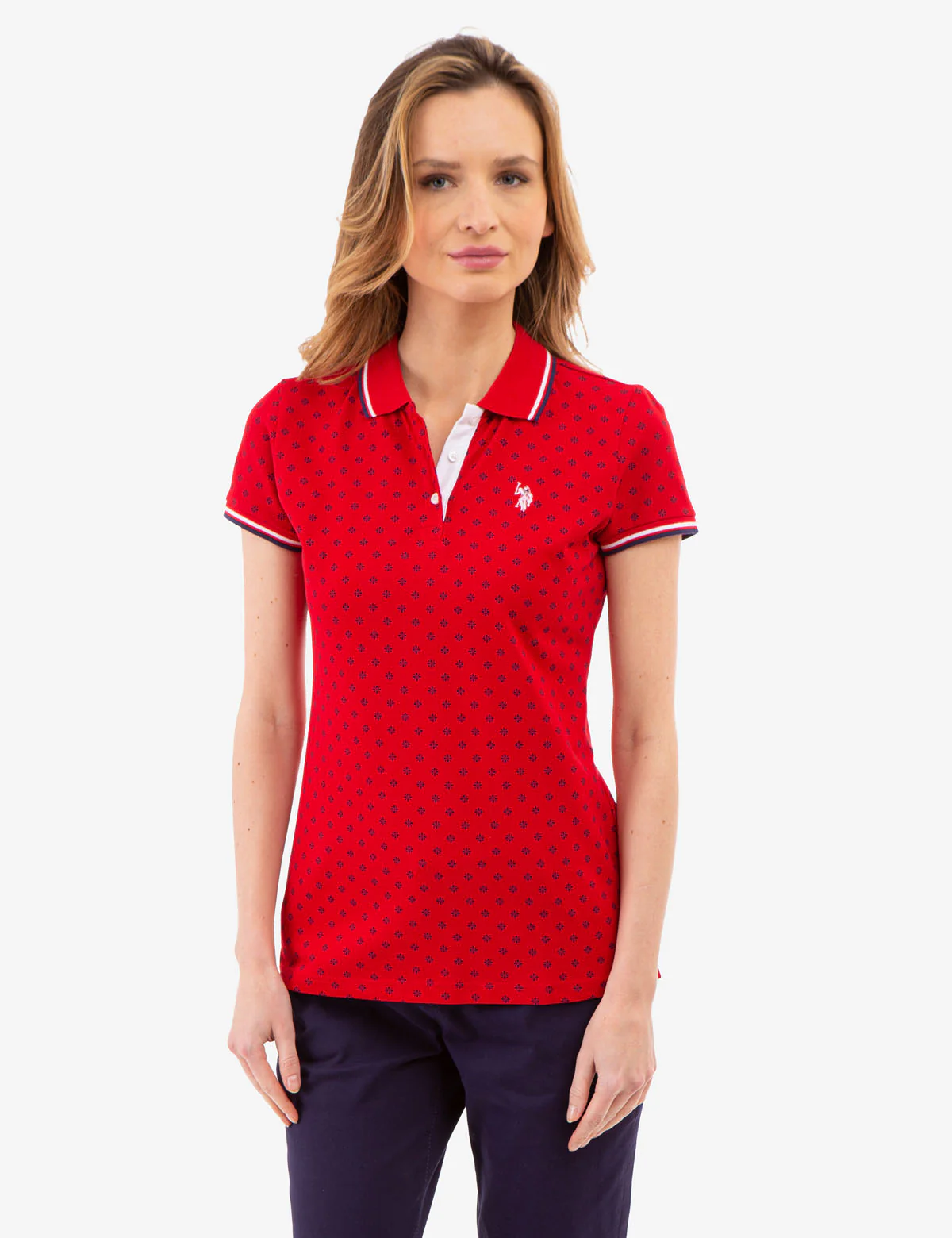 DOT FLOWER PRINT TIPPED POLO SHIRT - Image 6