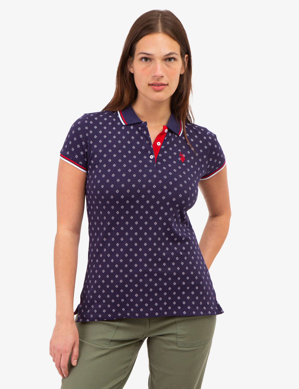 DOT FLOWER PRINT TIPPED POLO SHIRT - Image 8