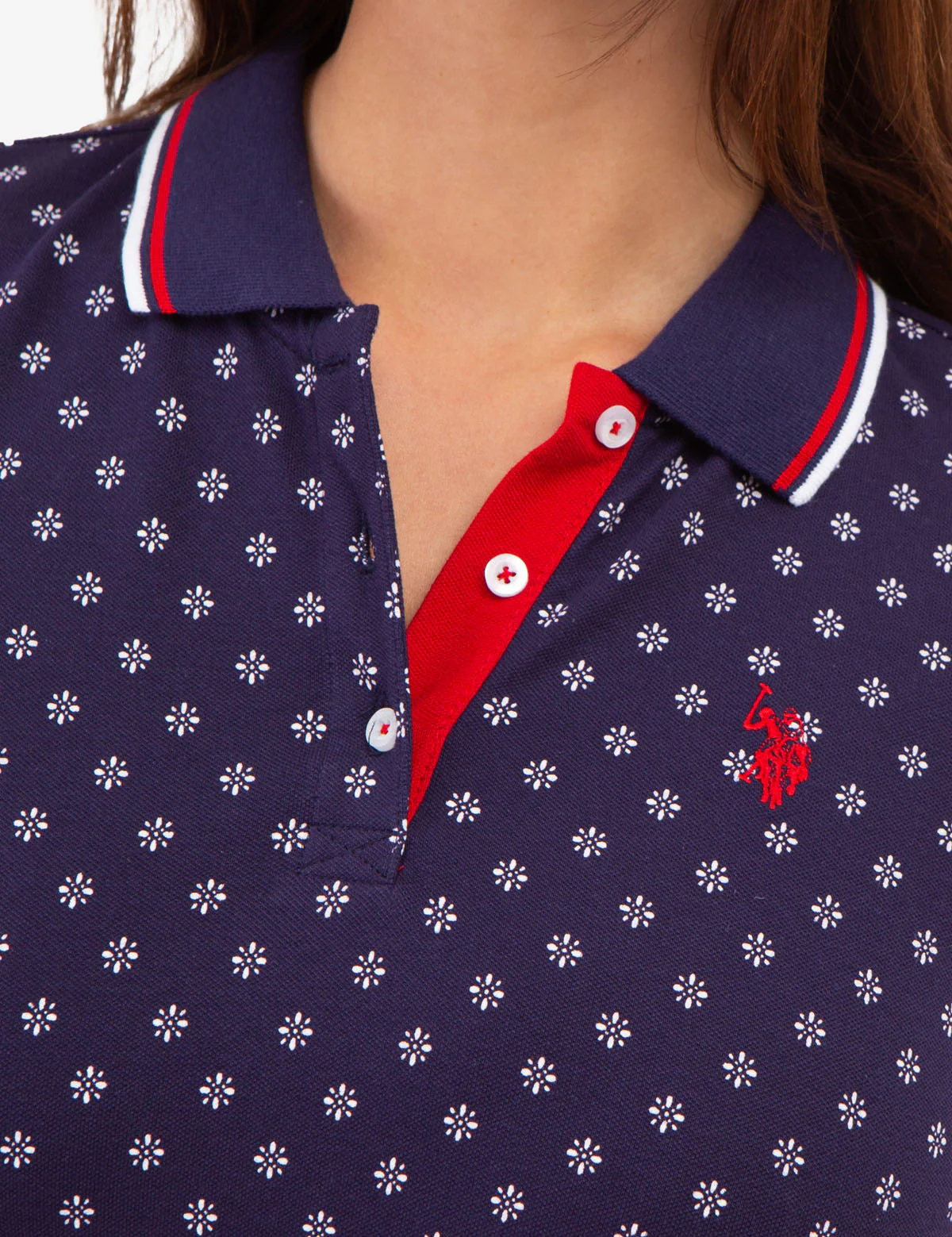 DOT FLOWER PRINT TIPPED POLO SHIRT - Image 9