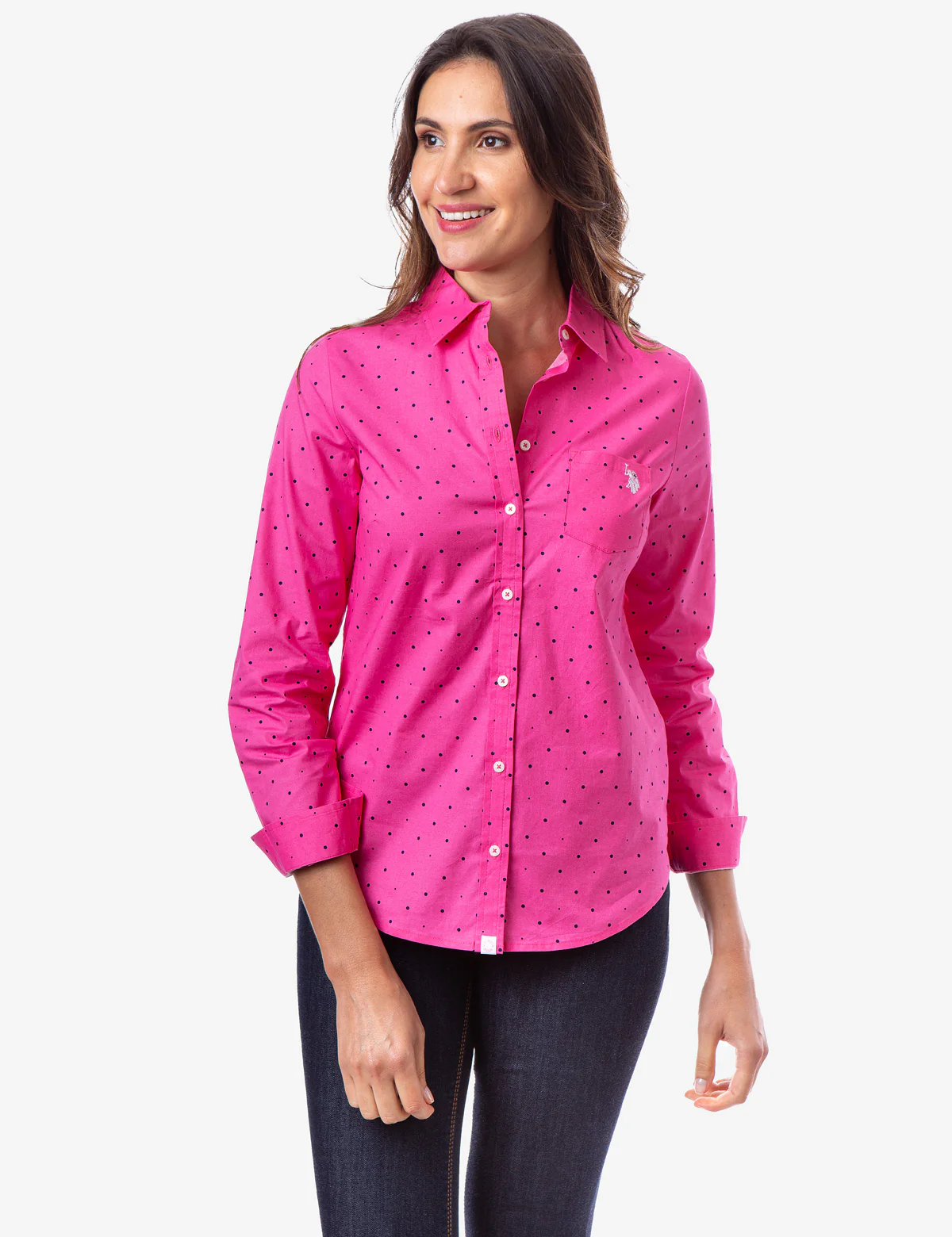 DOT POPLIN LONG SLEEVE SHIRT