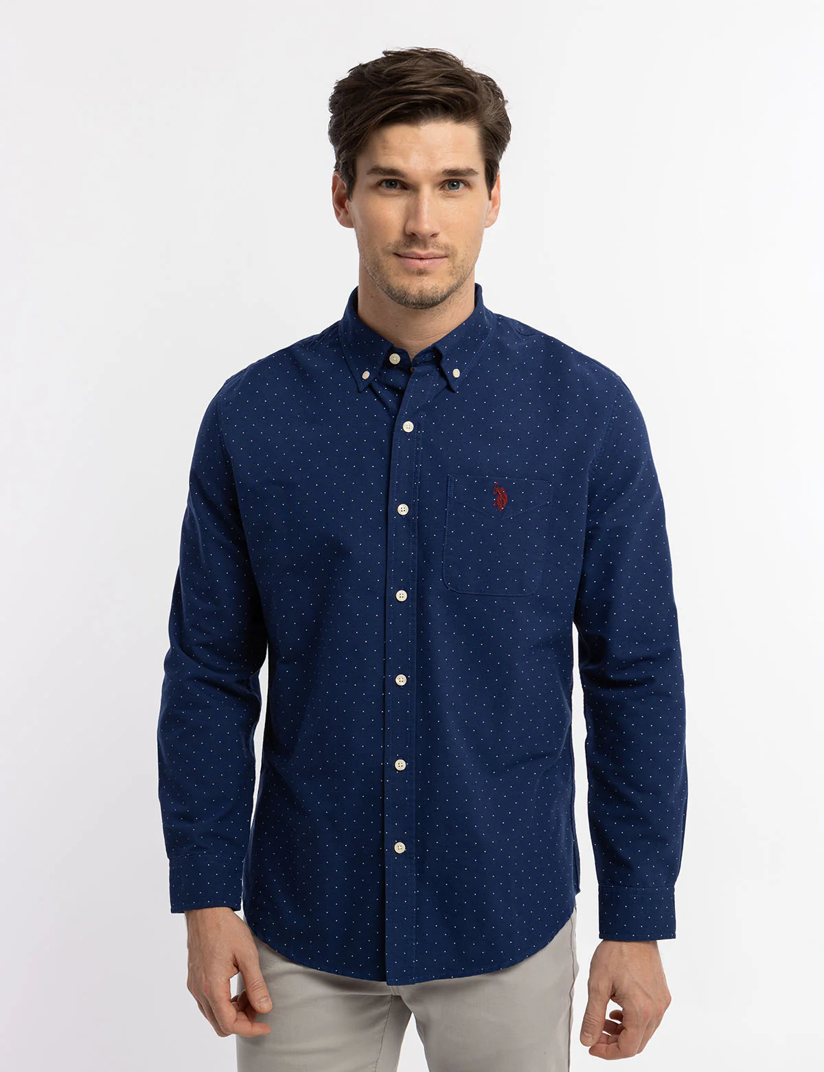 DOT PRINT LONG SLEEVE OXFORD SHIRT - Image 6