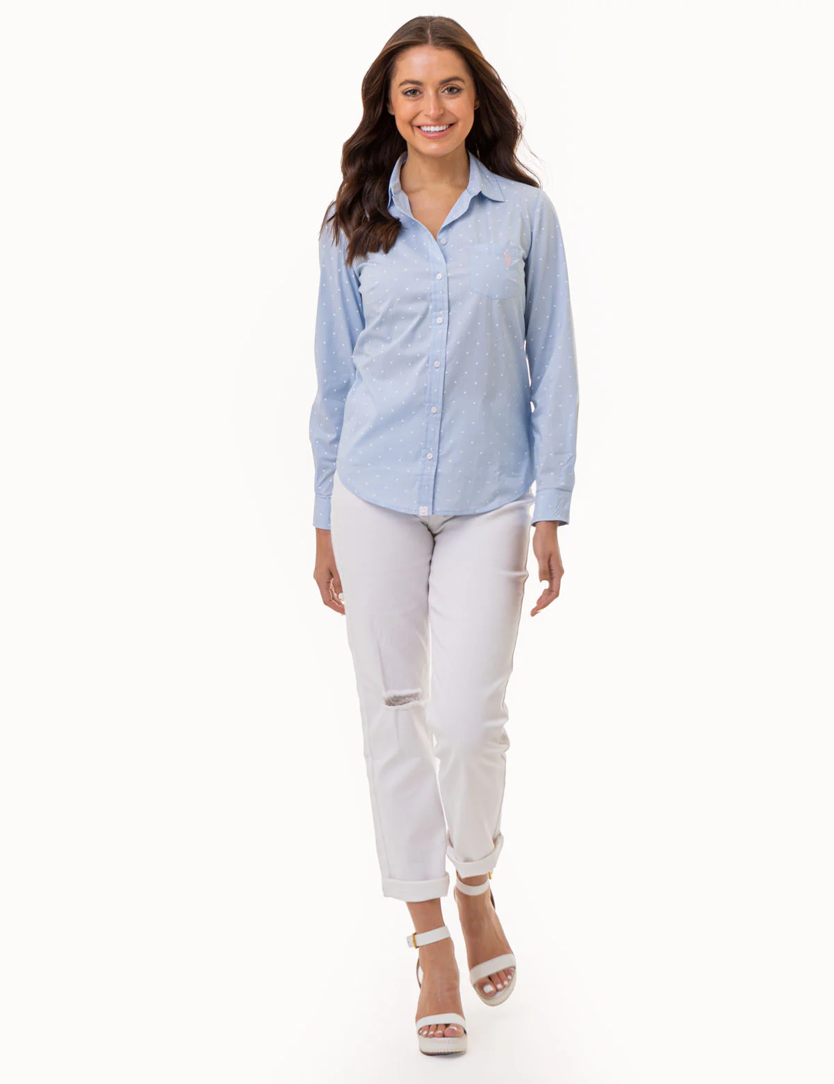 DOT PRINT LONG SLEEVE POPLIN SHIRT - Image 2