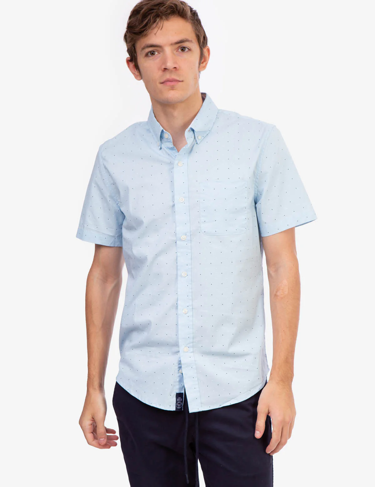 DOT PRINT POPLIN SHORT SLEEVE SHIRT
